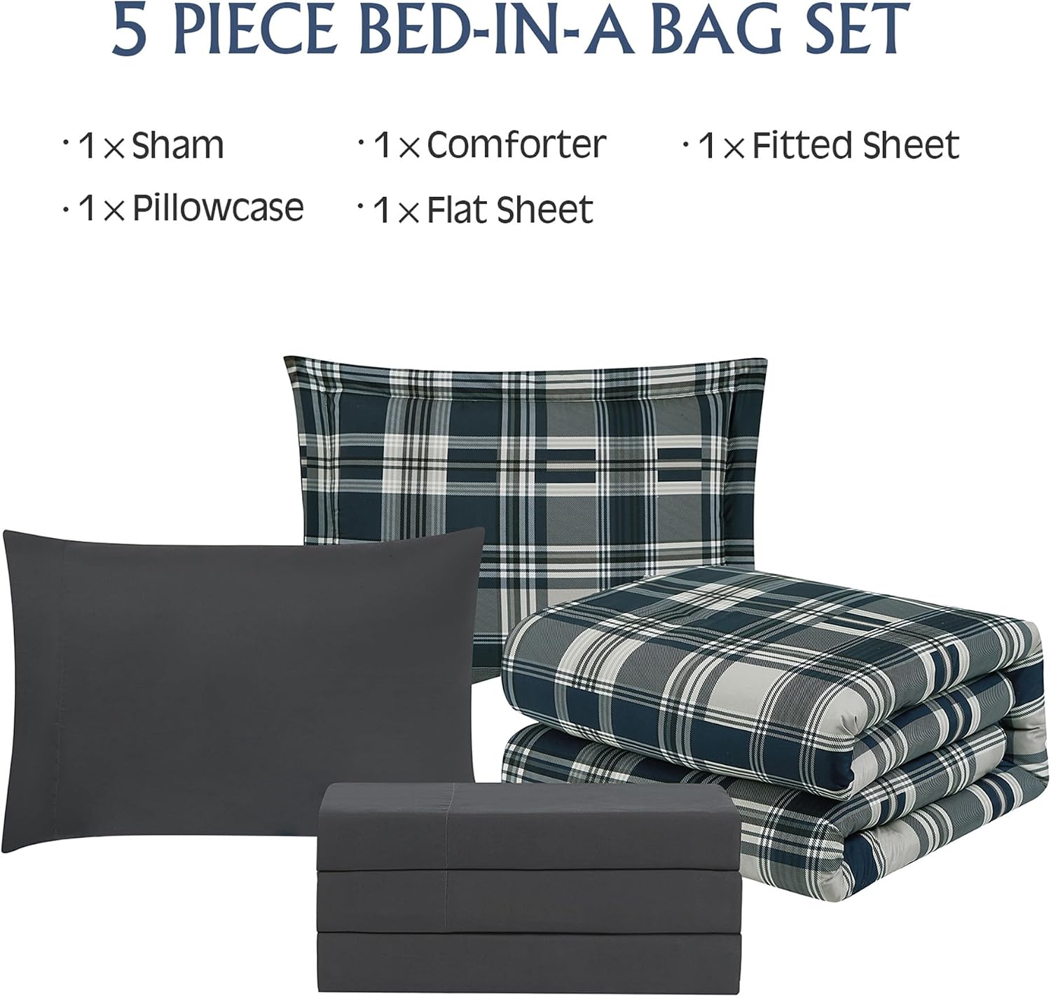Thumbnail 6 de MaiRêve Navy Blue Twin XL Comforter Set - 5-Piece Dorm Bedding with Fitted Sheet Pocket