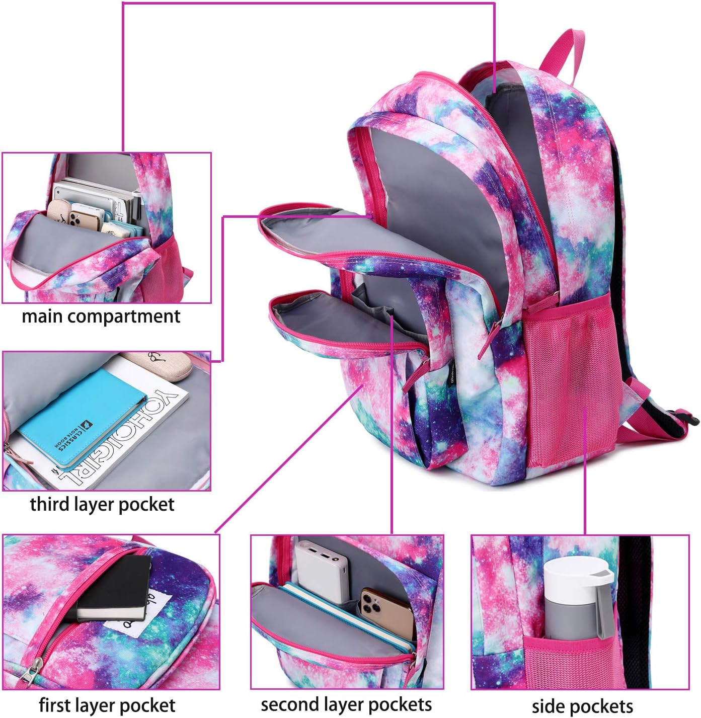 Thumbnail 3 de abshoo Classical Basic Travel Backpack (Water-Resistant Polyester) for School