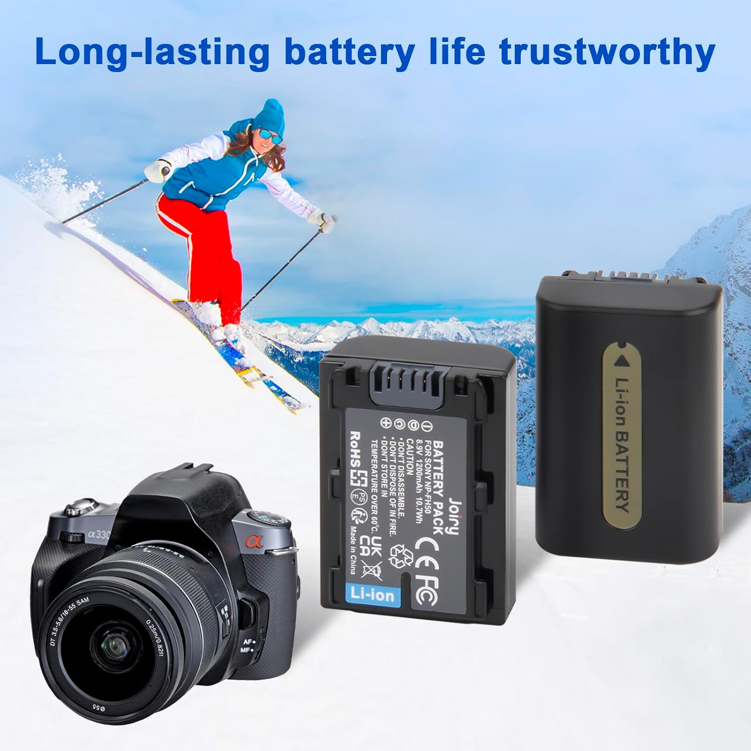 Thumbnail 6 de Joiry NP-FH50 Battery and USB Charger for Sony: 2x 1300mAh Batteries with Dual LCD Charger