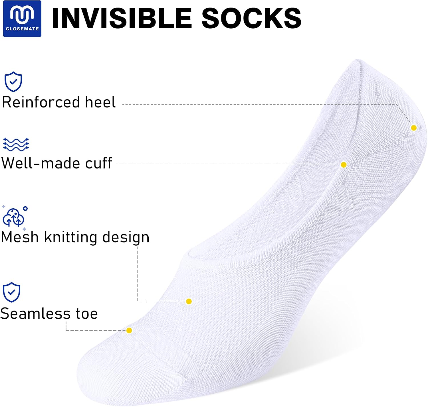 Detalle 2 de CLOSEMATE chaussettes invisibles 6 paires