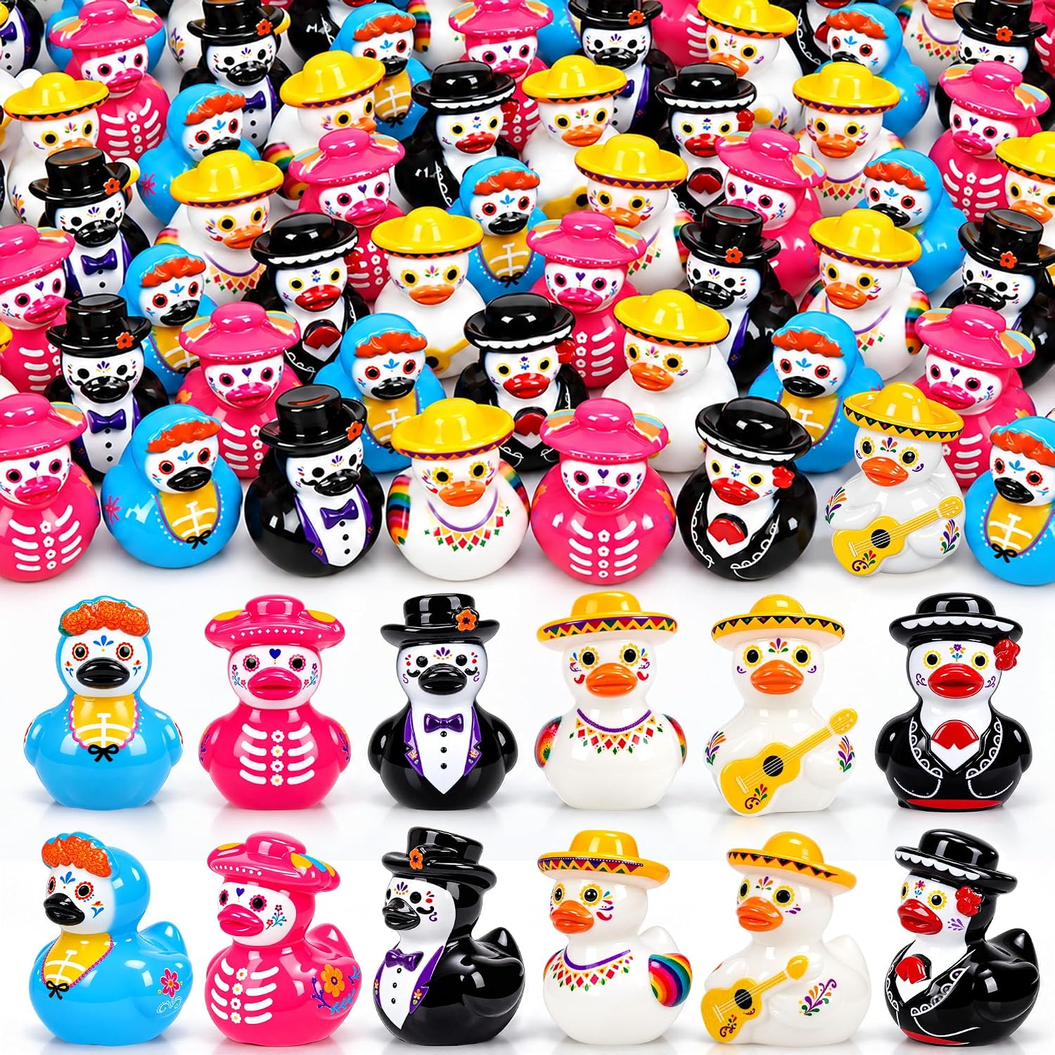 Detalle de Day of the Dead Mini Resin Duck Figurines, 84-Piece Set in 6 Styles