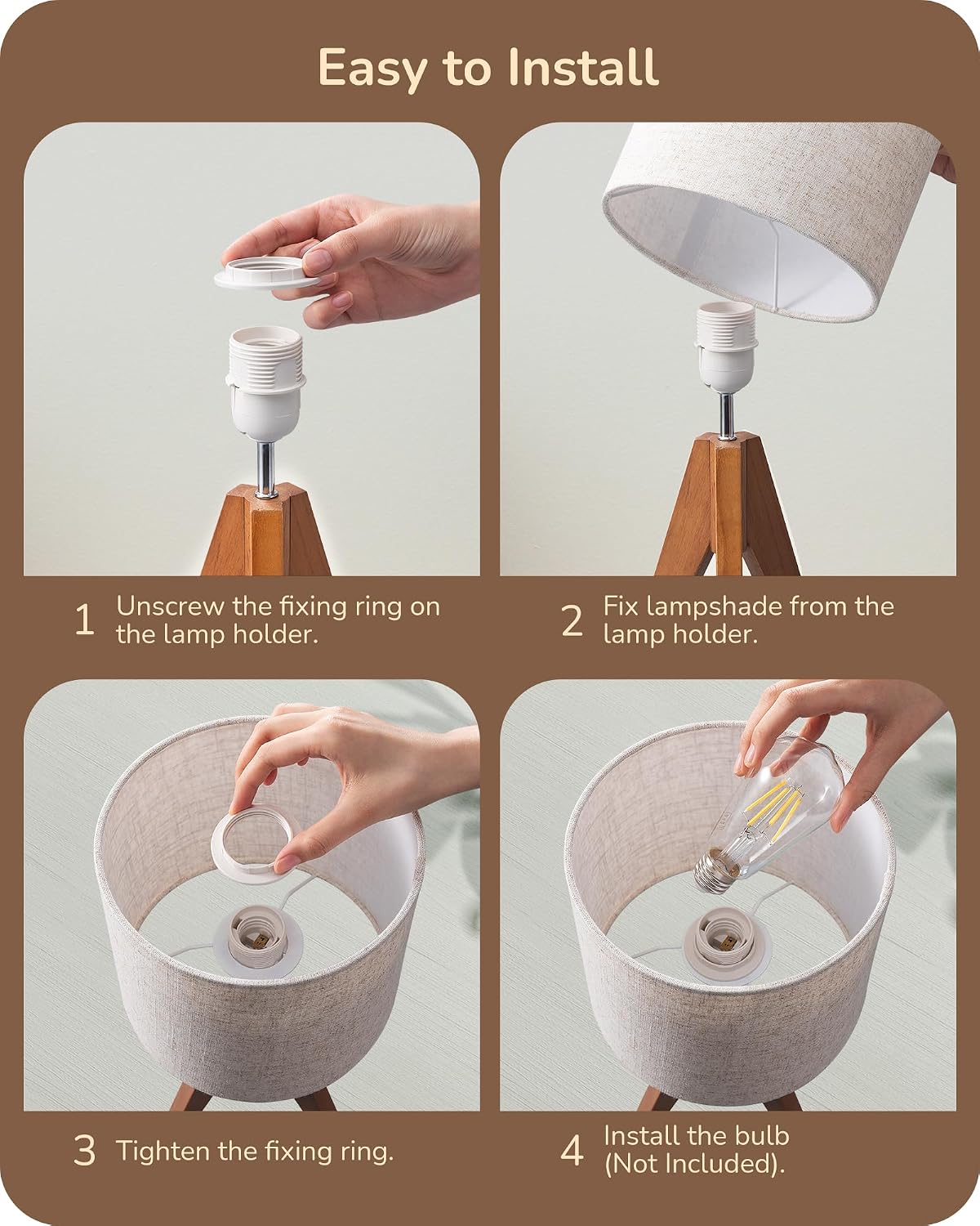 Detalle 2 de EDISHINE Tripod Table Lamp 14.2 in