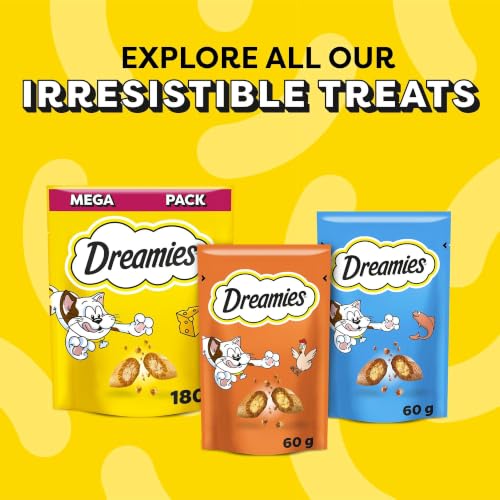 Detalle de Dreamies Cheese Cat Treats 350g (Pack of 2): Crunchy Outside, Soft Centre