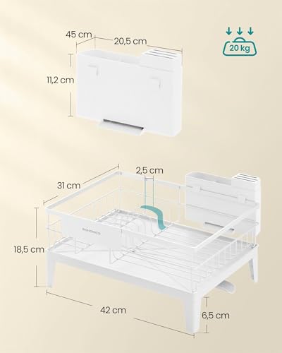 Detalle 2 de SONGMICS Escurreplatos para Encimera KCS550WG01 (Blanco Nube): drenaje giratorio 360° y extensible