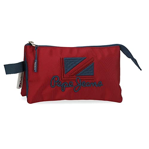 Detalle de Pepe Jeans Chest Estuche Triple Rojo 🎒 - 22x12x5 cm