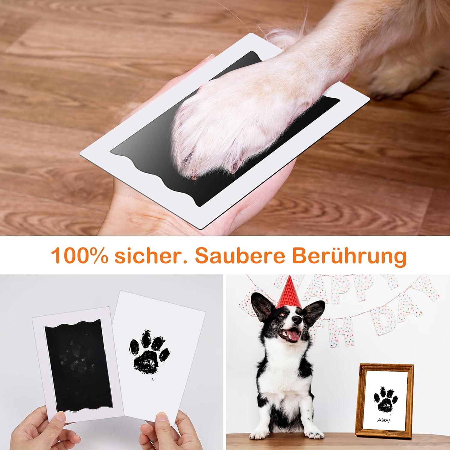 Detalle de Baby-Fußabdruck & Handabdruck-Set (4 Stempelkissen) für Baby Shower – 0–6 Monate, inkl. Karten