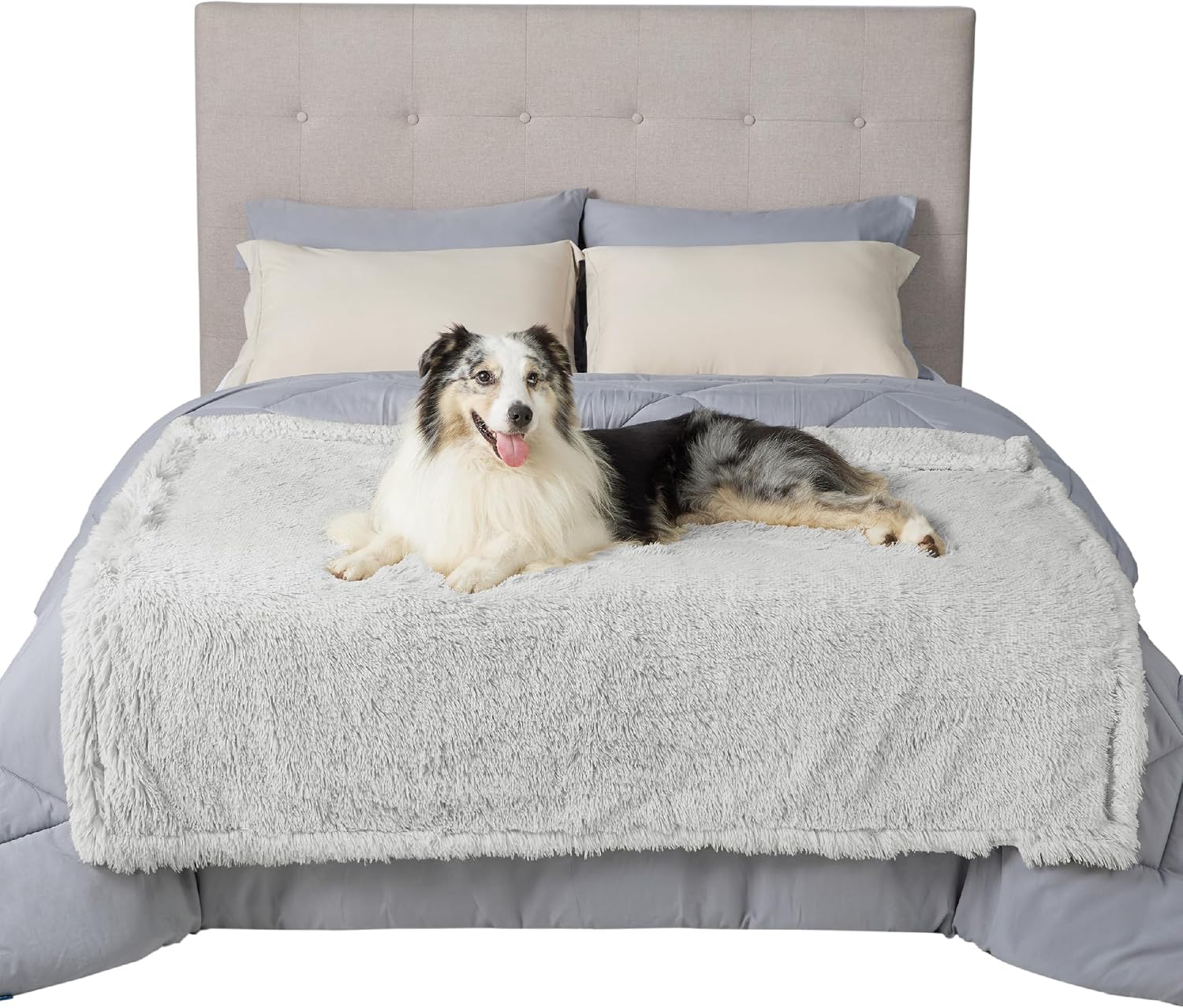 Detalle de BEDSURE wasserdichte Hundedecke für große Hunde (127 x 152 cm) – hellgrau, weich & waschbar