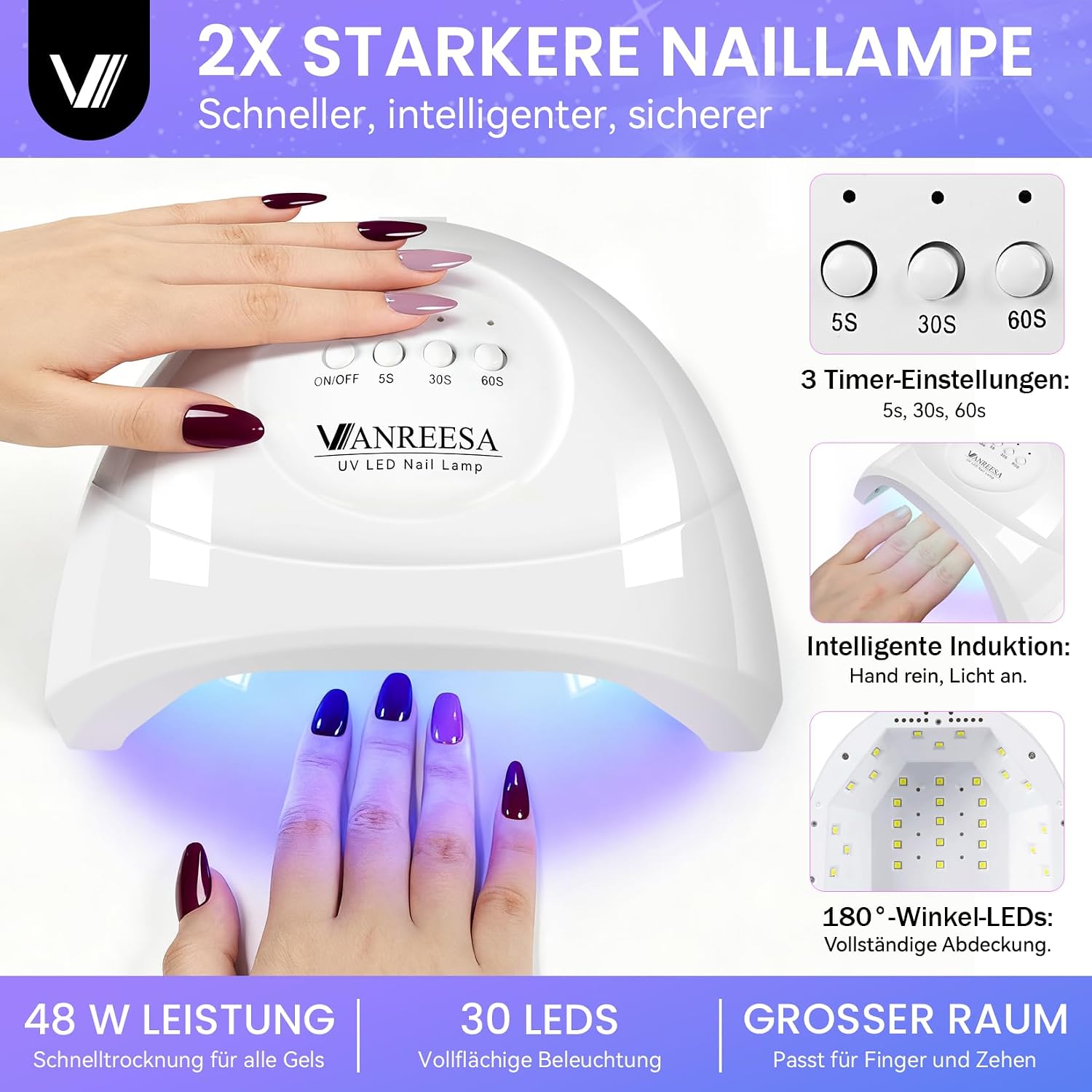 Thumbnail 2 de VANREESA Gel Nägel Set – 35 Farben UV/LED Nagellack mit 48W Lampe und Profi-Werkzeug