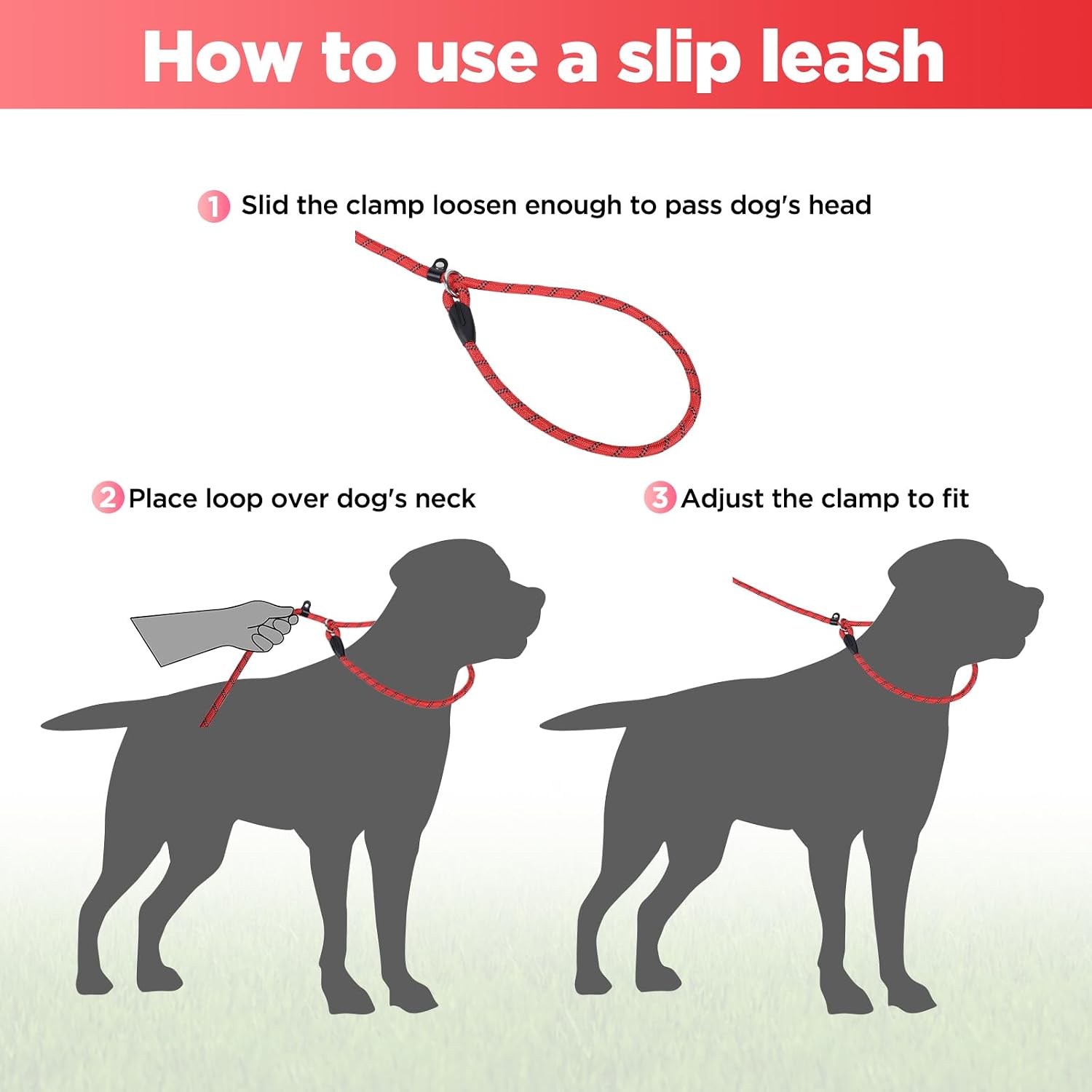 Detalle 2 de Loutep Slip Lead Rope Dog Lead (1.8m) with Reflective Stitching