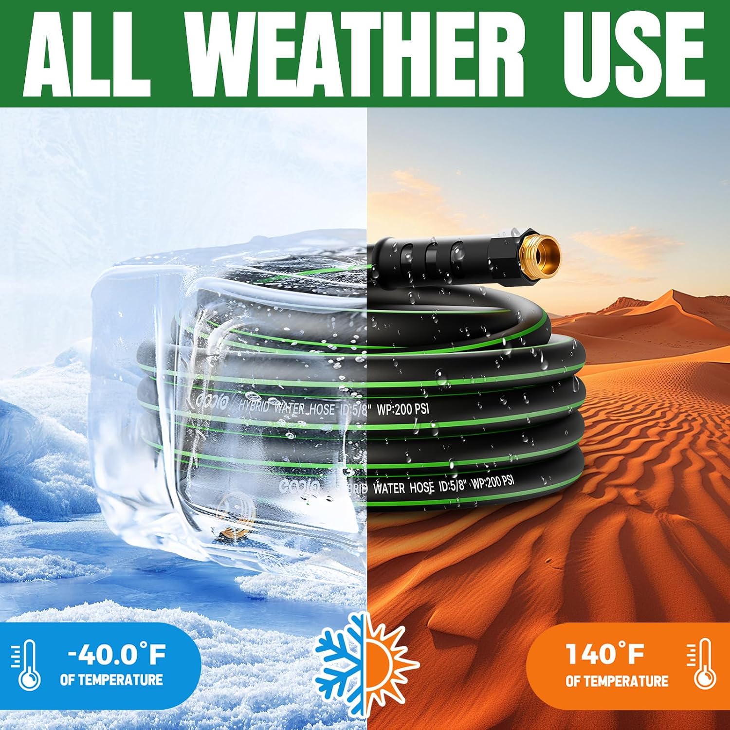 Thumbnail 4 de Heavy Duty Garden Hose 25ft: NON-EXPANDABLE, Kink-Resistant & Leakproof with Copper Fittings