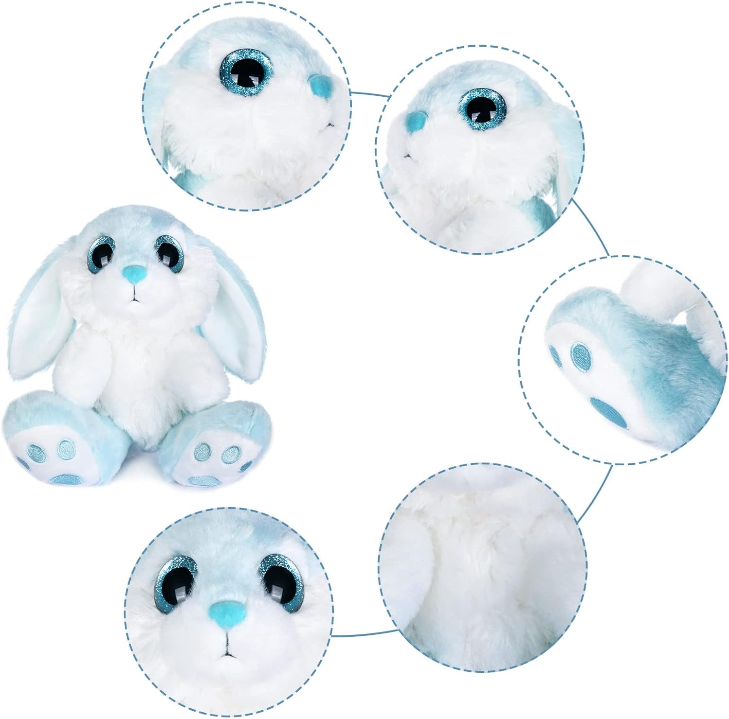 Thumbnail 6 de My OLi Easter Bunny Teddy soft toy (22cm/8.5") plush rabbit with floppy ears in blue