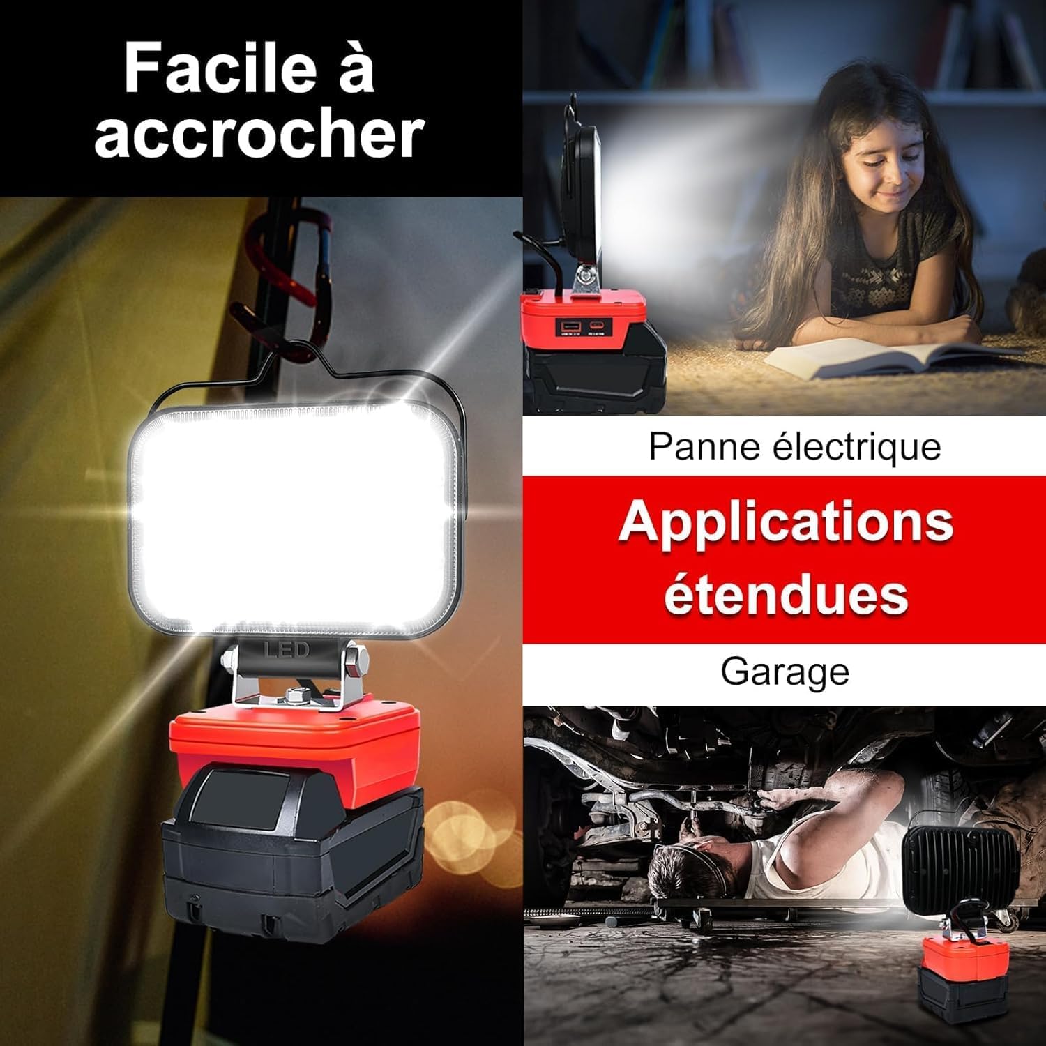Detalle 2 de Edtran Lampe Led Rechargeable 80W lampe de chantier 🔦