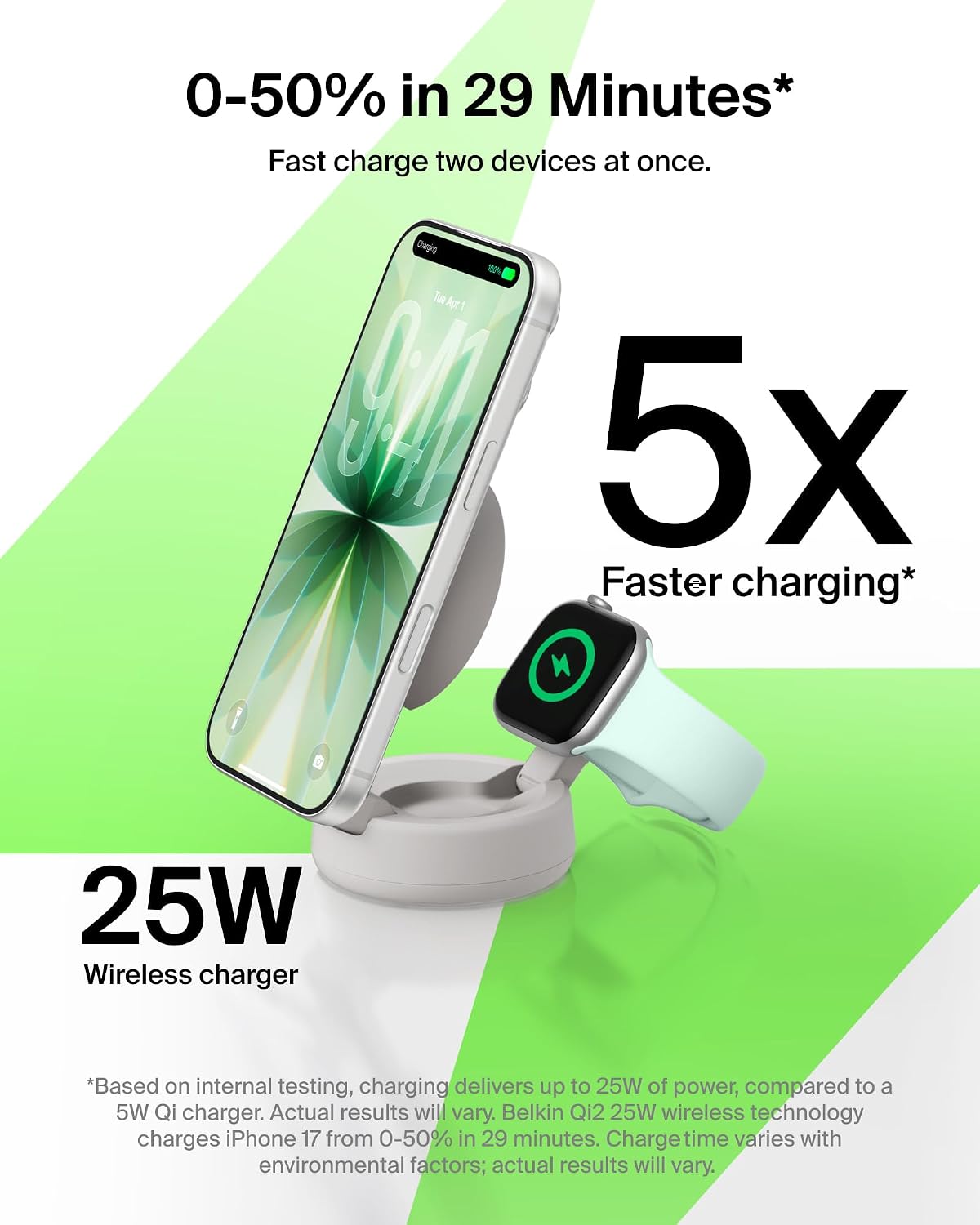 Thumbnail 2 de Belkin WIZ043ttSD Qi2.2 25W 2-in-1 Wireless Charger, Foldable Travel Dock