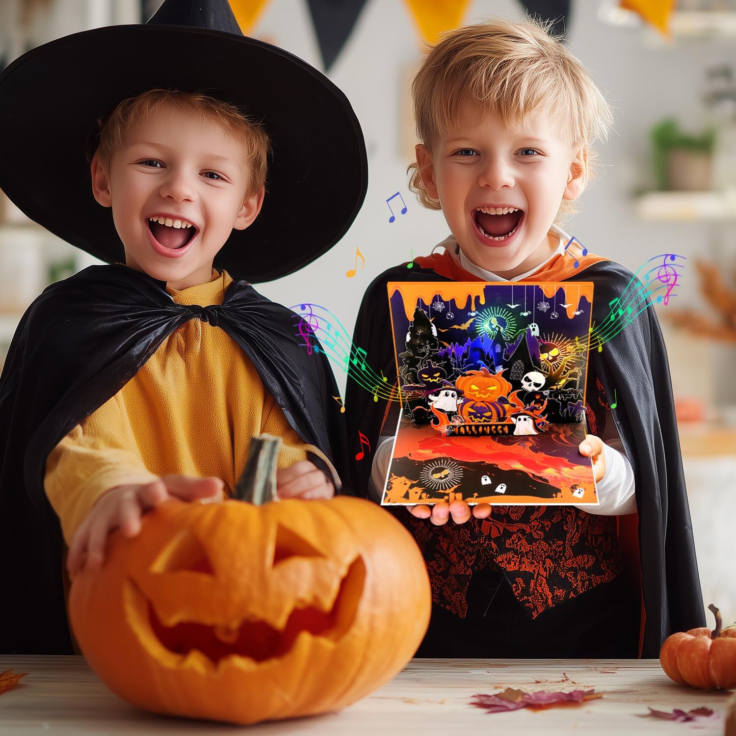 Thumbnail 3 de Magic Ants Musical Halloween Pop-Up Card with Lights, Haunted House Scene