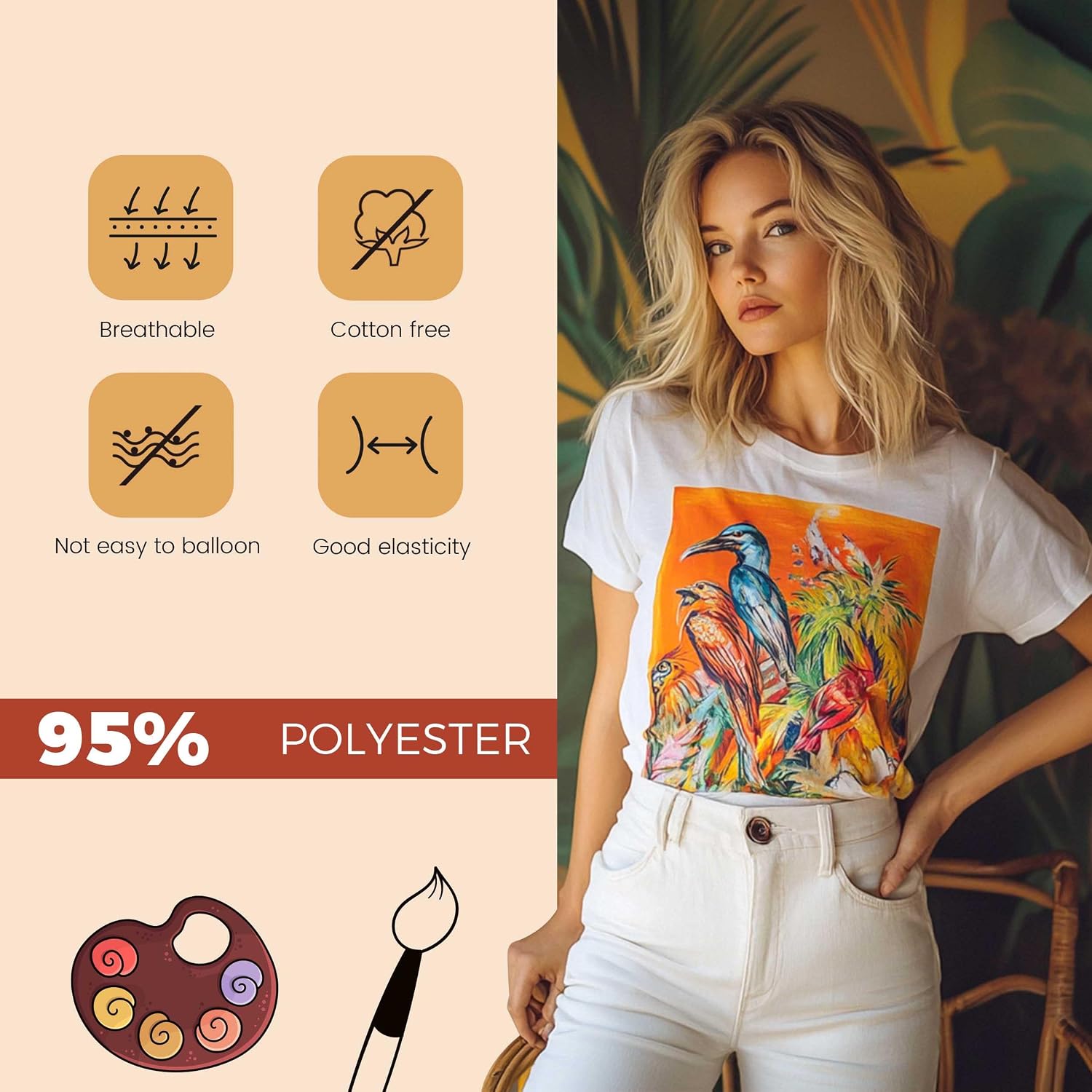 Detalle de Joyclub 5 Pack Polyester Sublimation T-Shirts, Unisex S-2XL
