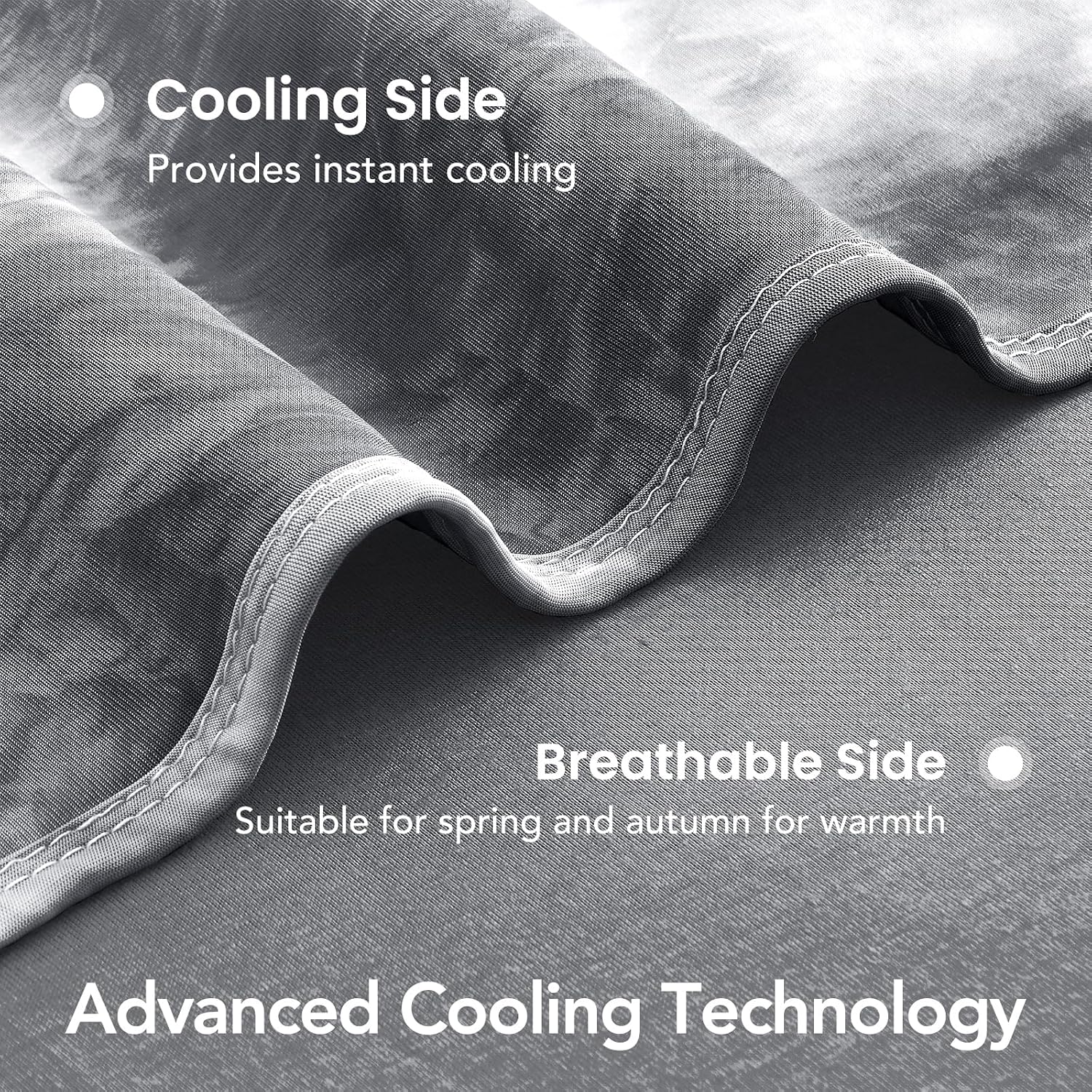 Detalle de L'AGRATY Cooling Blanket (220x240cm) – Ultra‑Cool, Lightweight Grey Blanket for Hot Sleepers