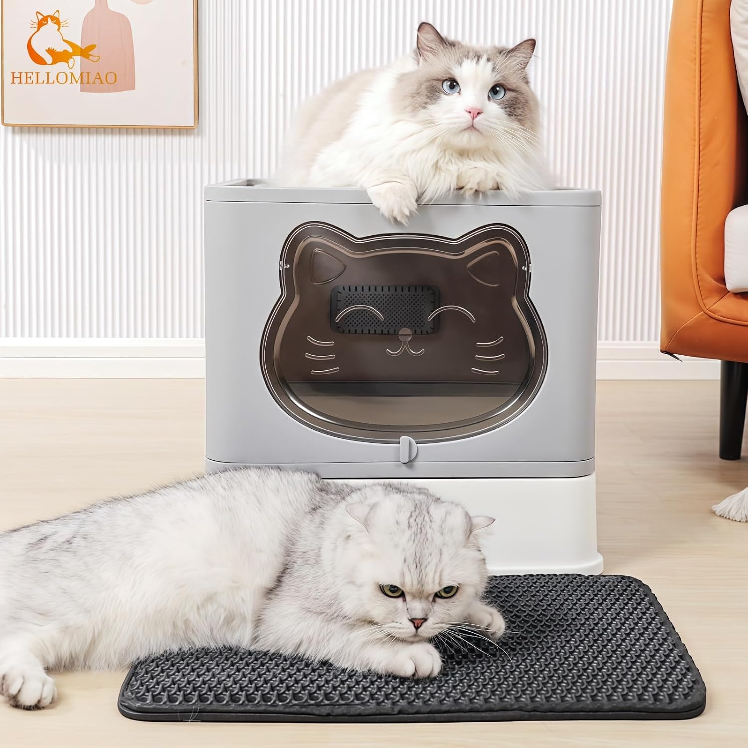 Detalle 2 de HelloMiao Vollständig geschlossene Katzentoilette mit Dach – flexibel, geruchsfrei und faltbar (bis 8 kg)