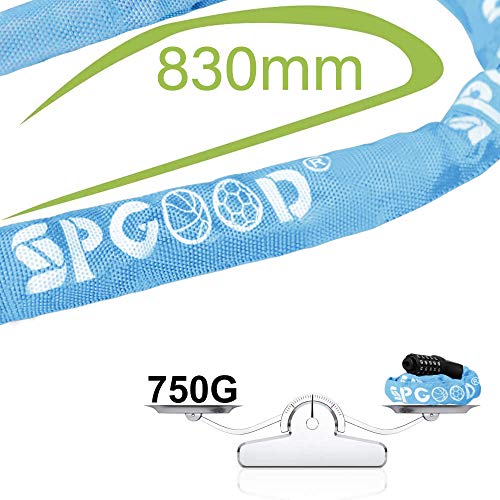 Thumbnail 1 de SPGOOD Fahrradschloss (14 Farben) – 7 mm gehärtete Kette, 5-stelliges Zahlenpasswort, 830 mm Länge, blau