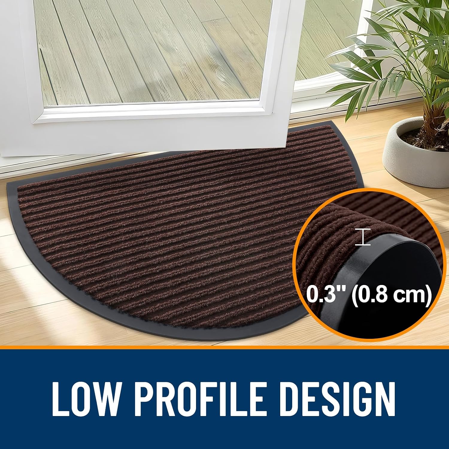 Detalle 2 de OLANLY Half Circle Front Door Mat, 35 x 23-Inch Waterproof Polyester