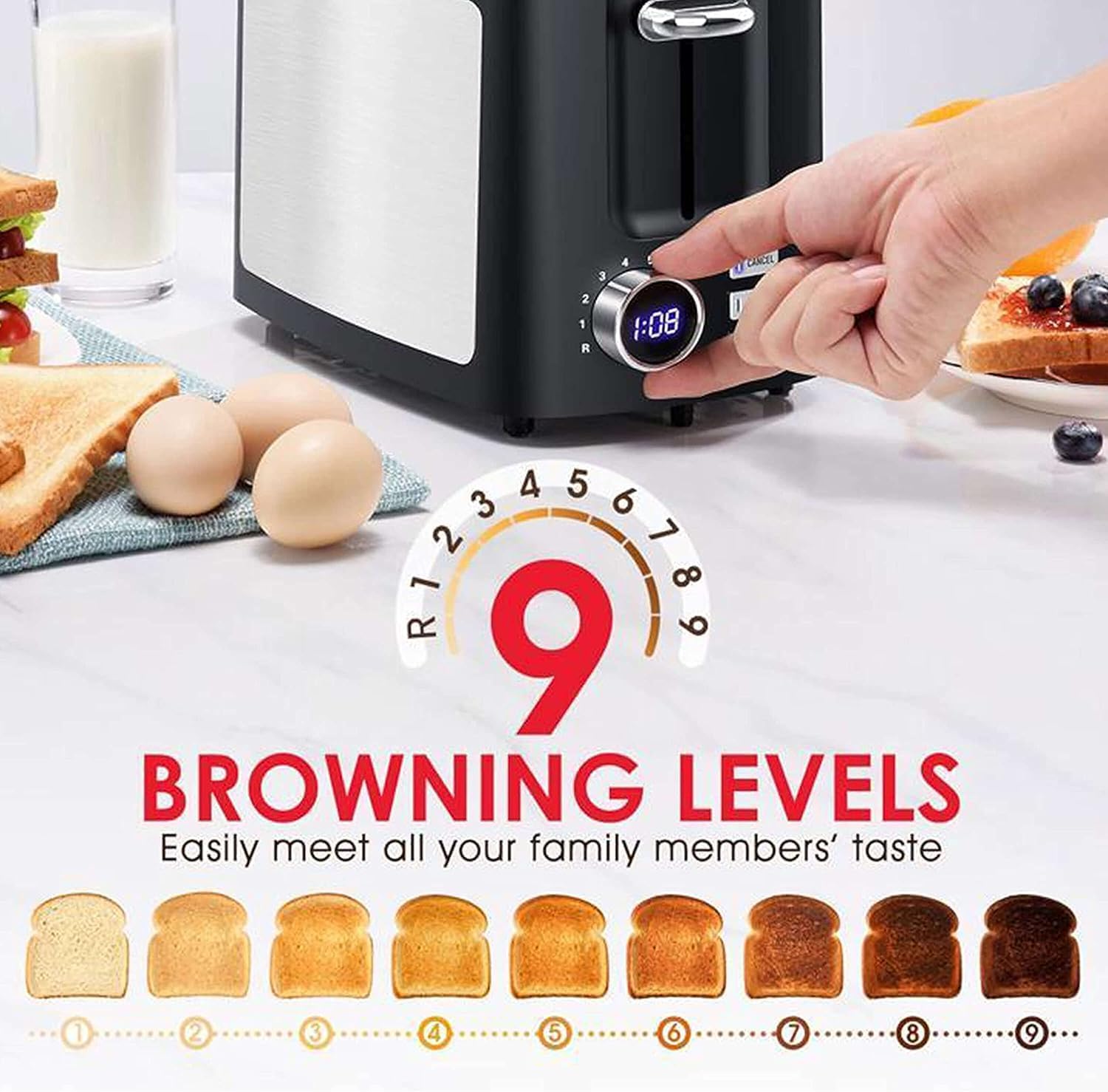 Thumbnail 2 de Toaster 2 Slice Wide Slot Toaster with LCD Timer 🍞