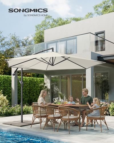 Thumbnail 1 de SONGMICS GPU116M01 Sombrilla en voladizo de 300 cm con soporte y UPF 50+ para balcón y jardín