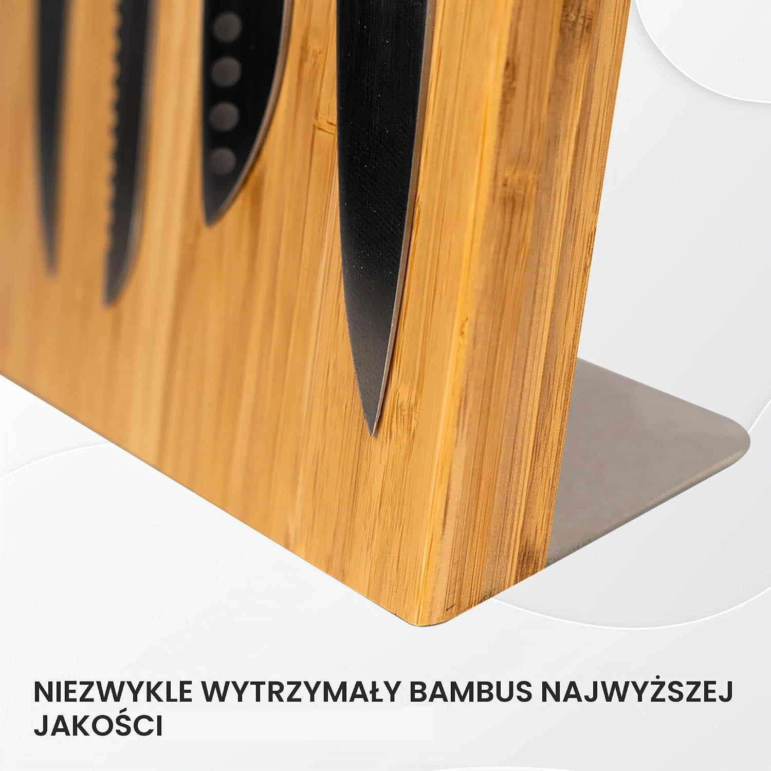 Detalle 2 de Coninx MH00004 – magnetyczny blok na noże z bambusa, 27,5 × 27,5 cm