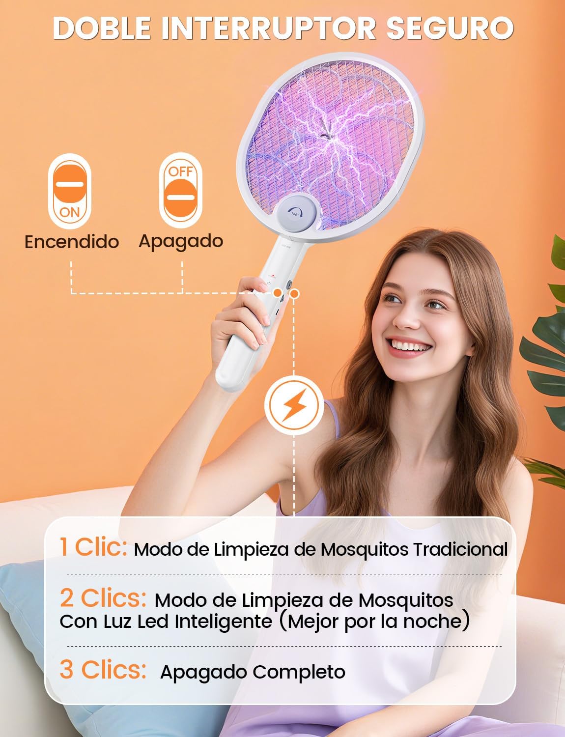 Thumbnail 2 de WOCVRYY Raqueta Antimosquitos 3 en 1 ⚡ Plegable y Recargable