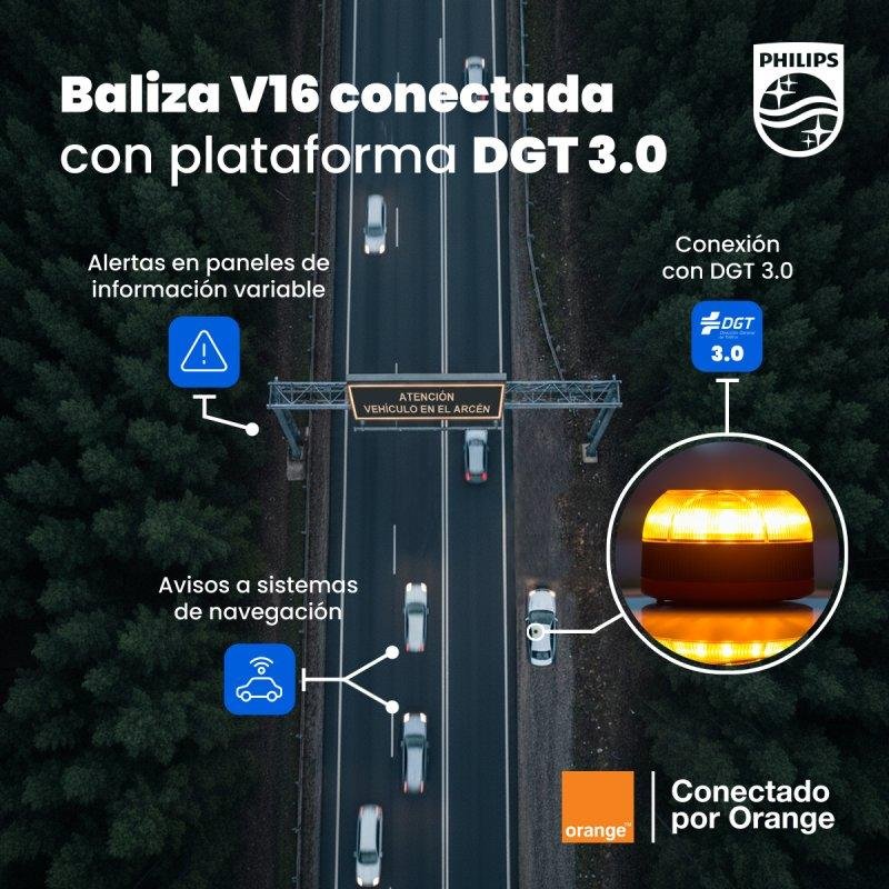 Detalle de Baliza Philips SFL1000M/10 Homologada DGT Geolocalizada LED Ámbar