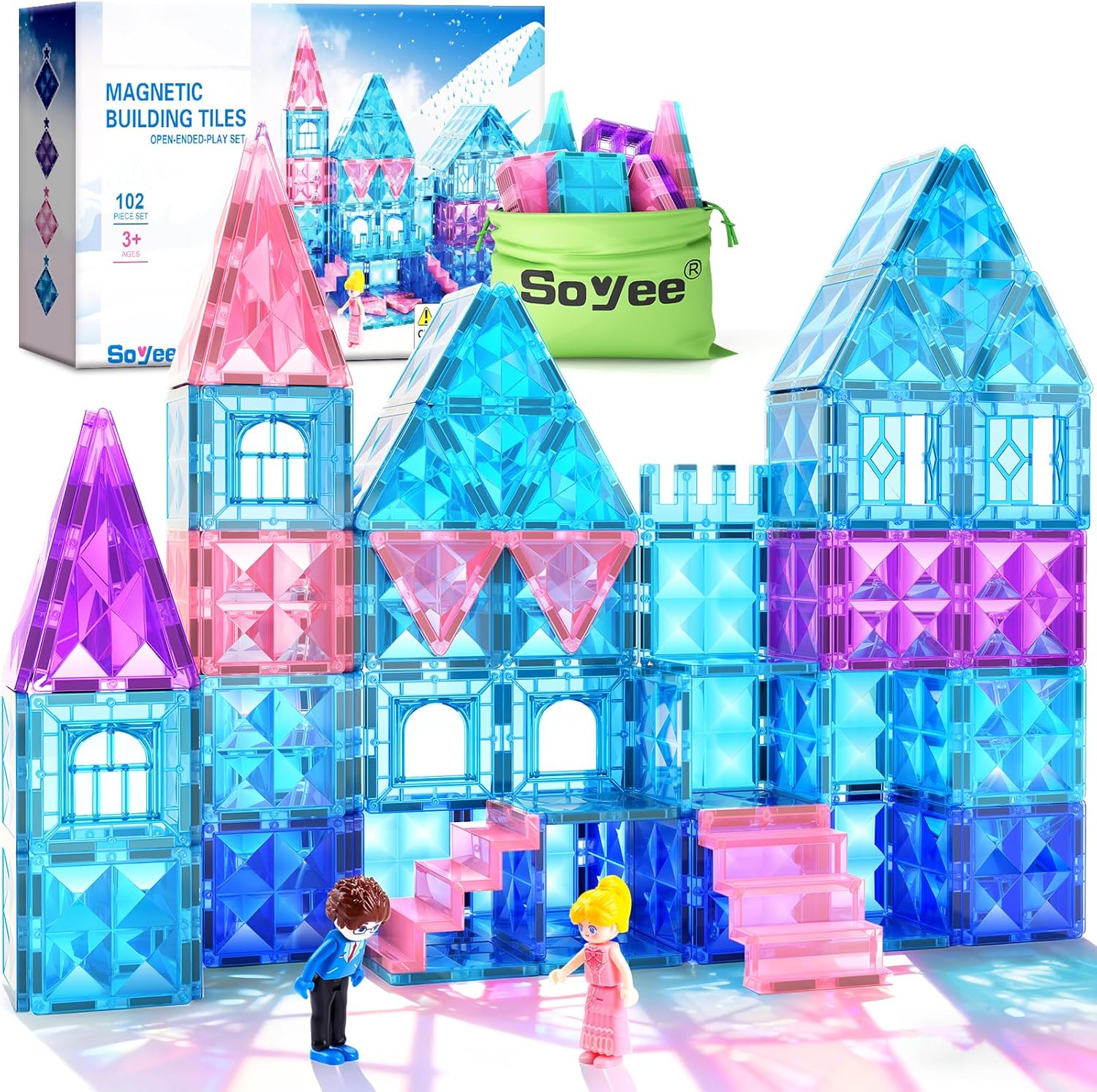 Detalle de Soyee Magnetic Tiles 102pcs magnetic building set 🧩
