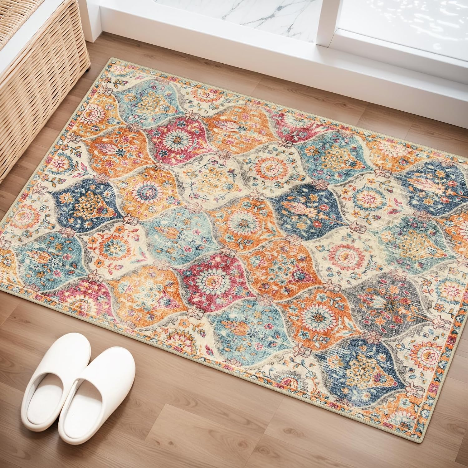 Detalle de Lahome Moroccan Trellis Washable Rug (Cream/Multi), 2x3