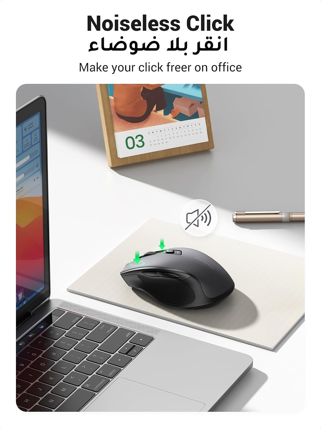 Thumbnail 6 de UGREEN draadloze muis met USB-C, 2,4 GHz, Bluetooth en 4000 DPI