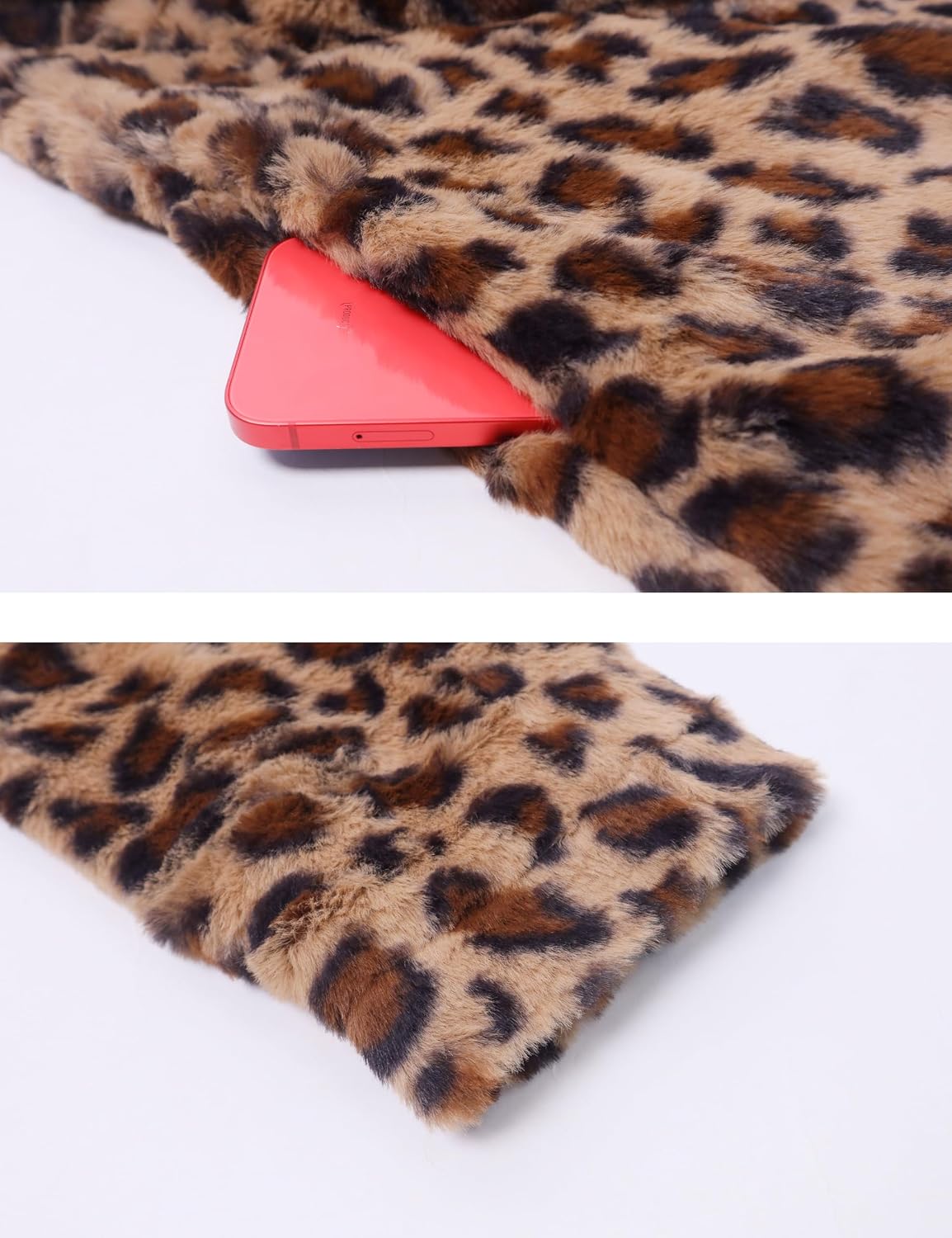Thumbnail 6 de Omoone Women's Leopard Faux Fur Coat, Open Front, Lined, with Pockets
