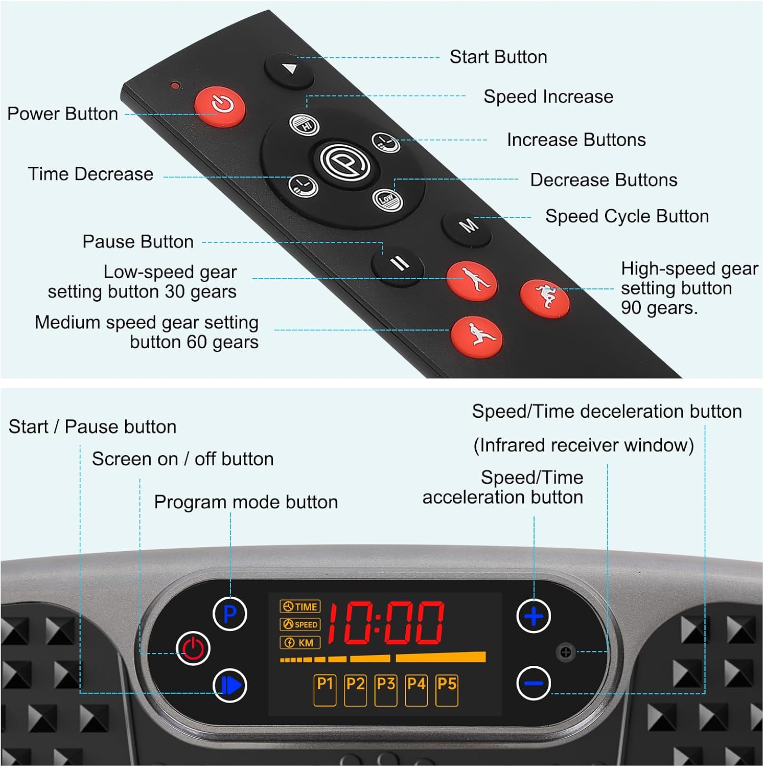 Thumbnail 6 de SoftGym Vibration Plate Exercise Machine (450 lb capacity) with Remote, Touch Display & Resistance Bands