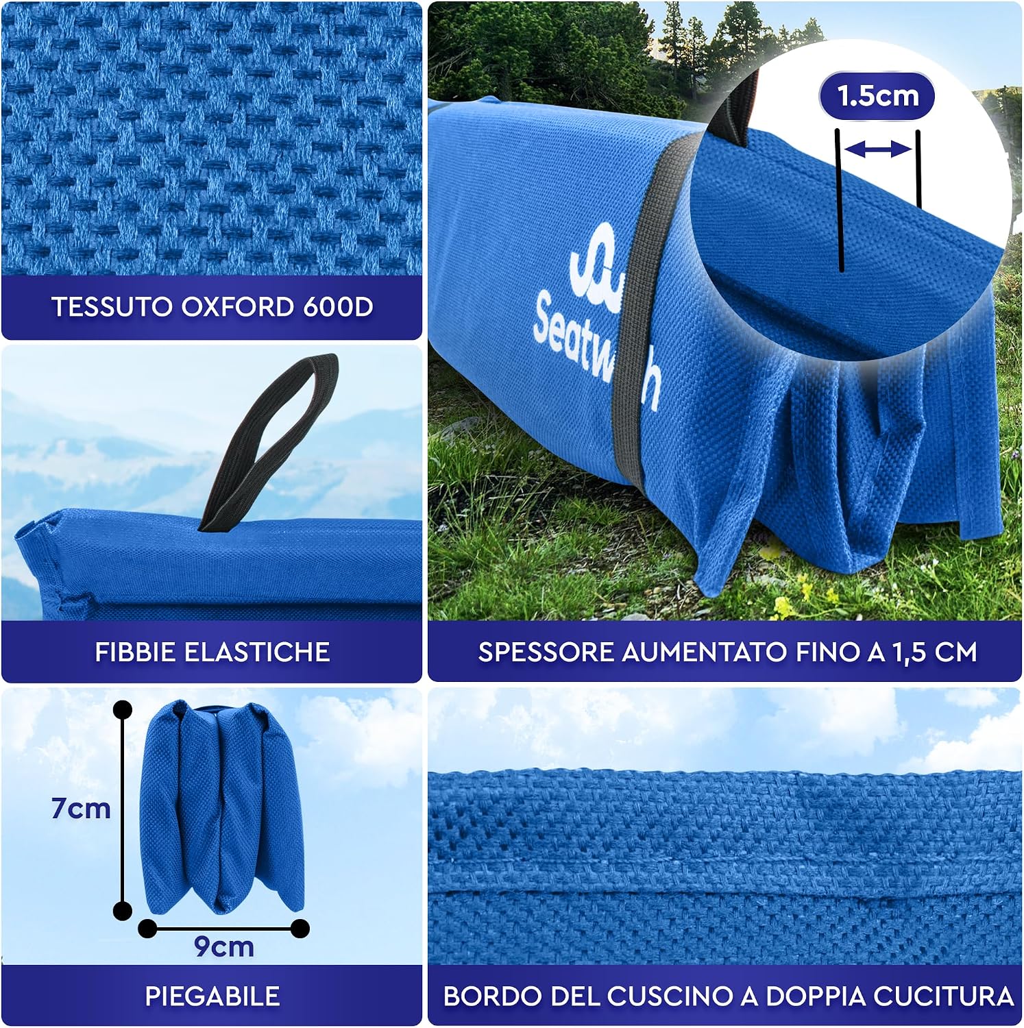 Thumbnail 4 de Seatwith Cuscino da Stadio Pieghevole 35x35 cm – Campeggio, Piscina e Picnic