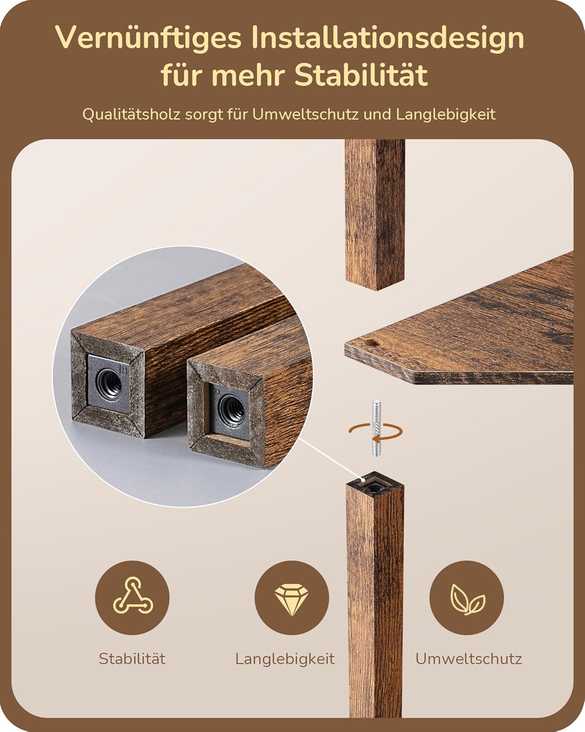 Thumbnail 5 de EDISHINE Stehlampe mit 4 Holz-Regal – LED-Dimmbar, 3-Farbtemperaturen, 360° Drehbarer Lichtmast, Fußschalter, Eckregal