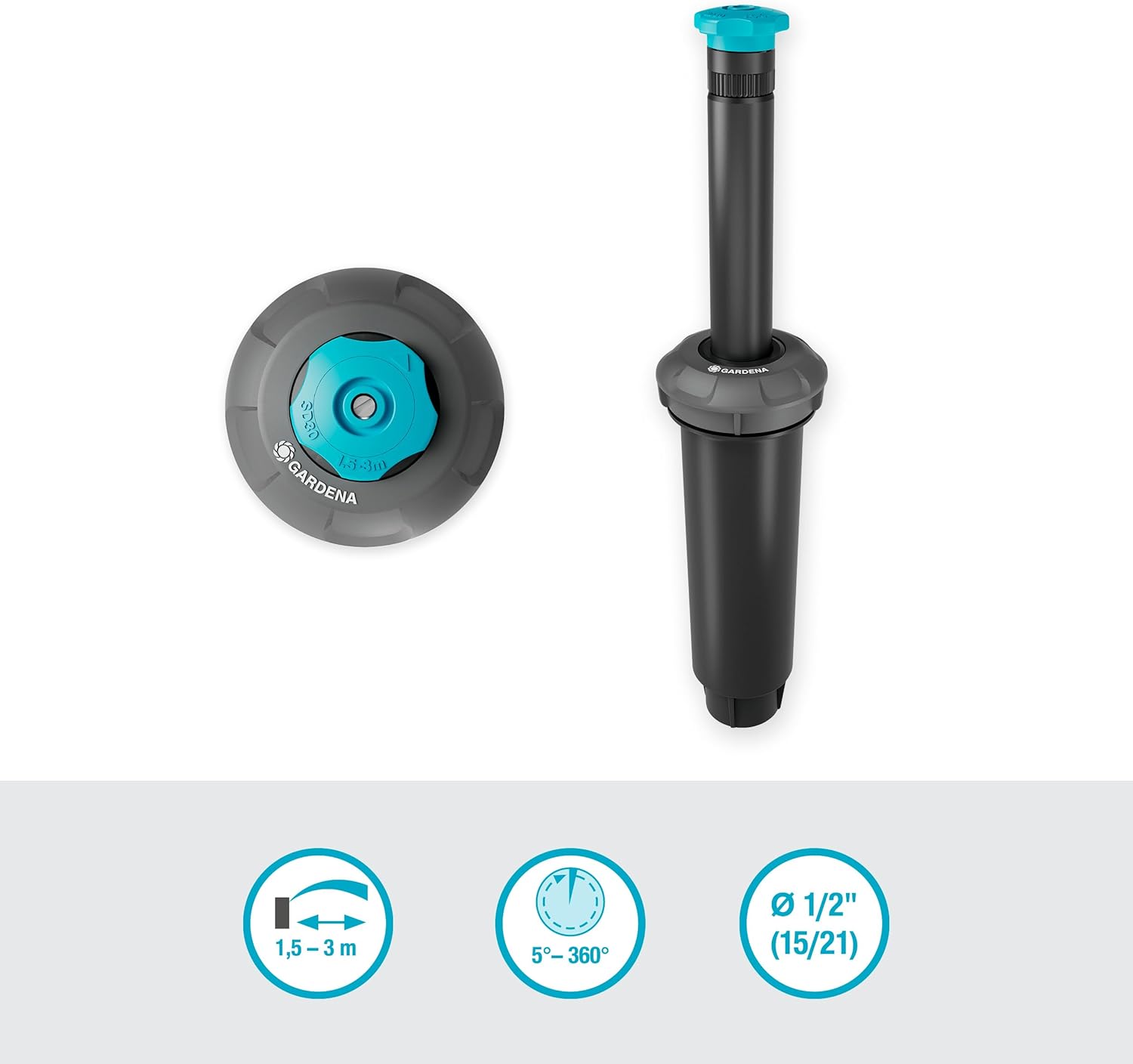 Thumbnail 1 de Gardena Sprinklersystem Versenkregner SD30 – Pop-up Bewässerungssystem für kleine Rasenflächen bis 30 m²