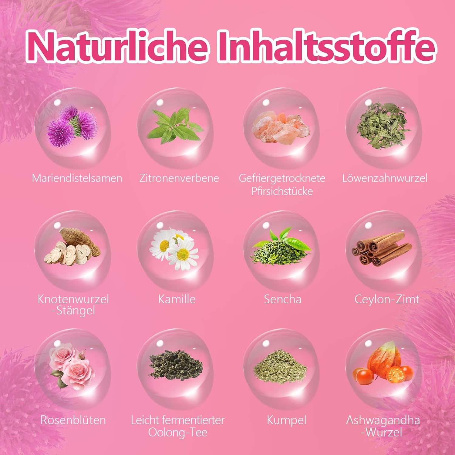 Detalle de Detox Tee zum Abnehmen & Leberfunktion – 28 Tage Kräutertee mit Mariendistel, Löwenzahn, Ginseng & Ingwer