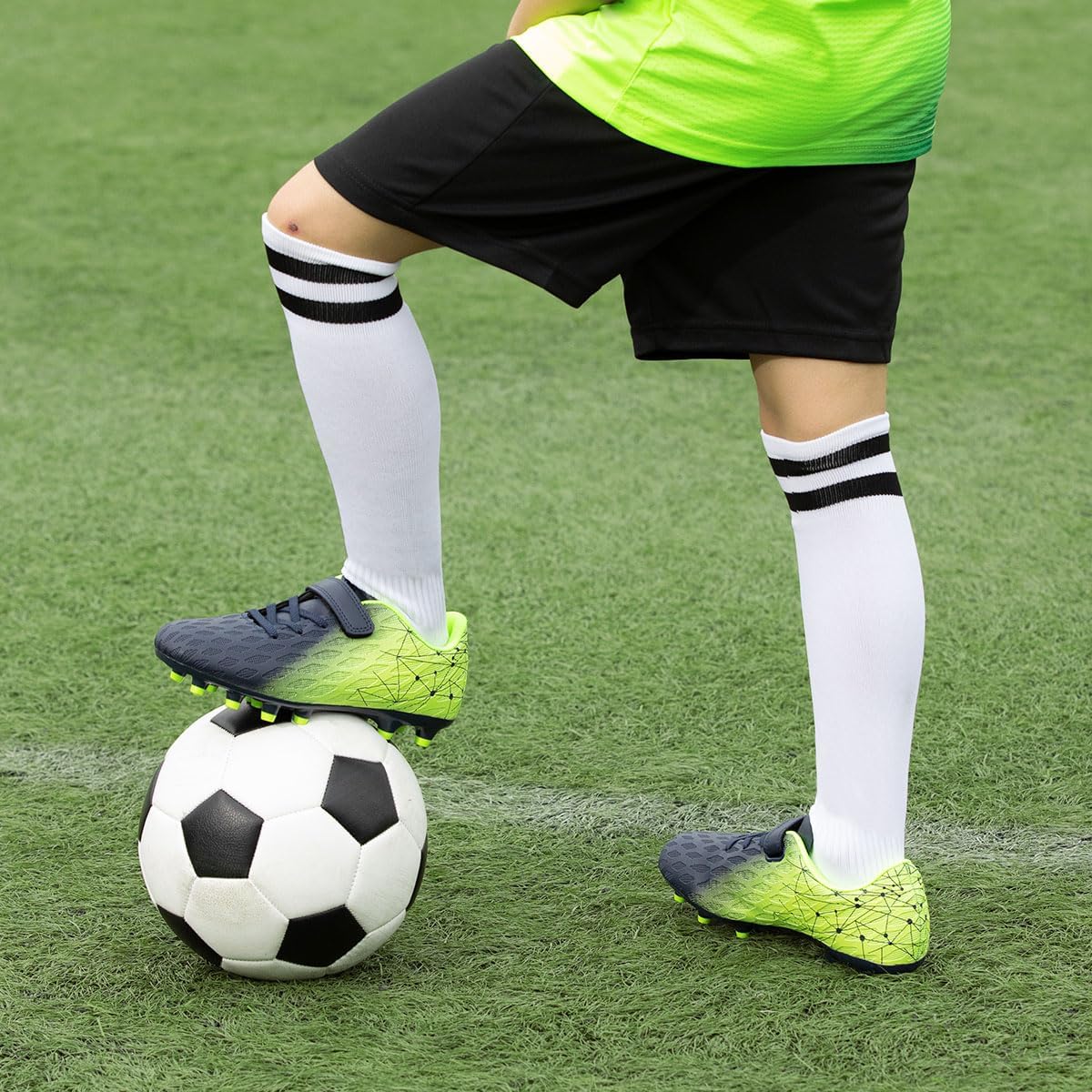 Thumbnail 1 de JABASIC Kids Firm Ground Fußballschuhe für Jungen und Mädchen – mit Klettverschluss