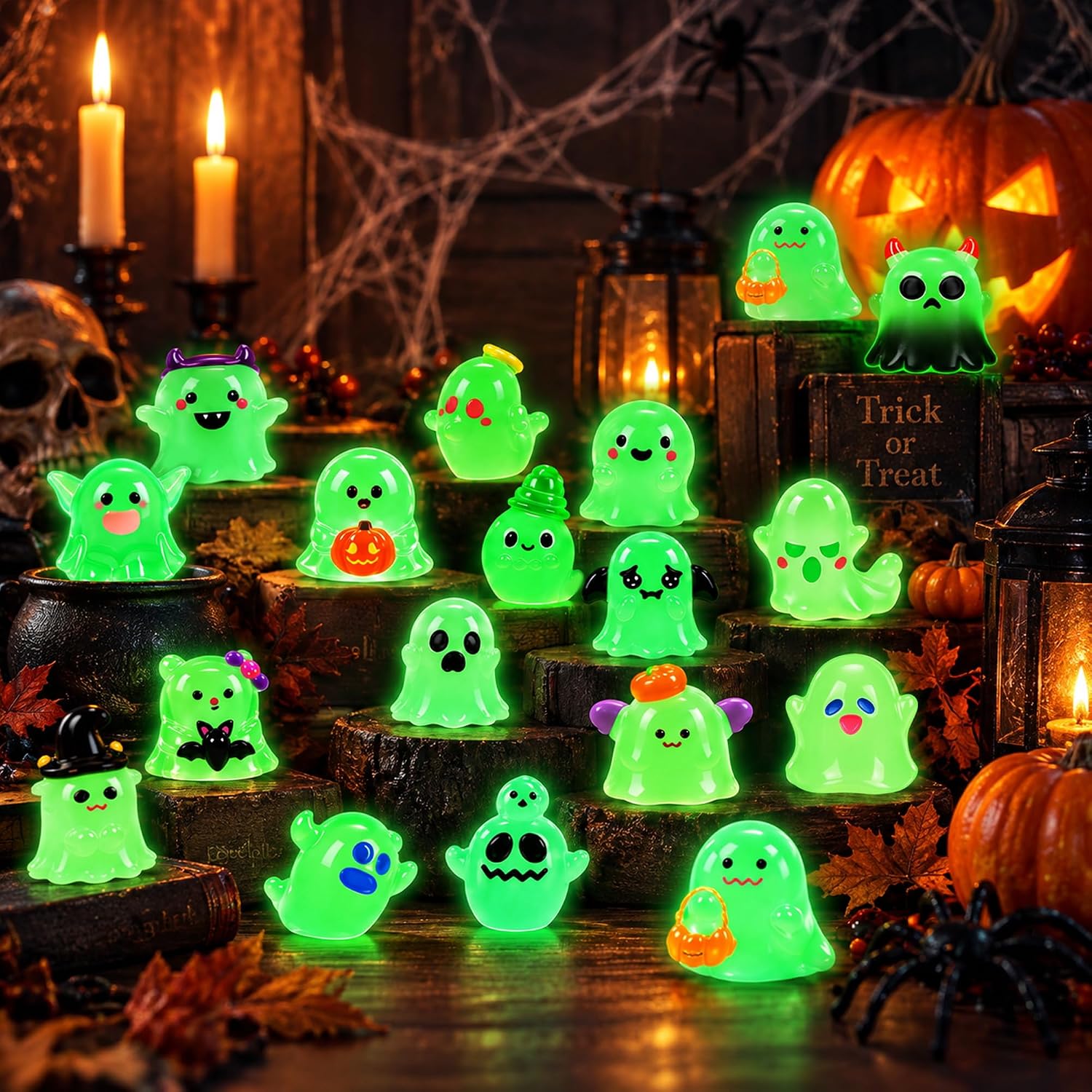 Thumbnail 5 de QAUYETM Halloween Mini Ghost Figurines, 44-Style Glow-in-the-Dark Resin Set