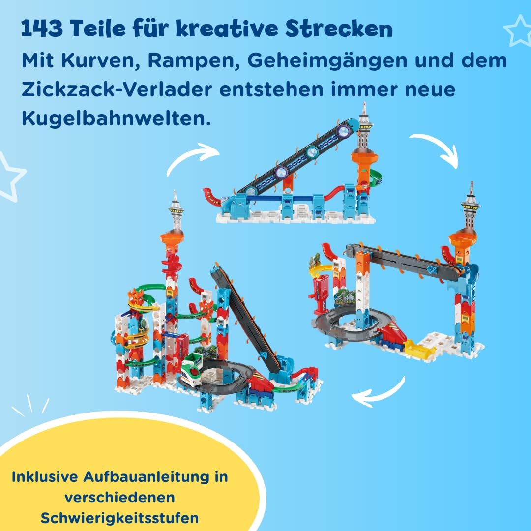 Detalle de VTech Marble Rush Super Sky Tower Set XL300 E – Interaktives Kugelbahn-Set für 4–12-Jährige