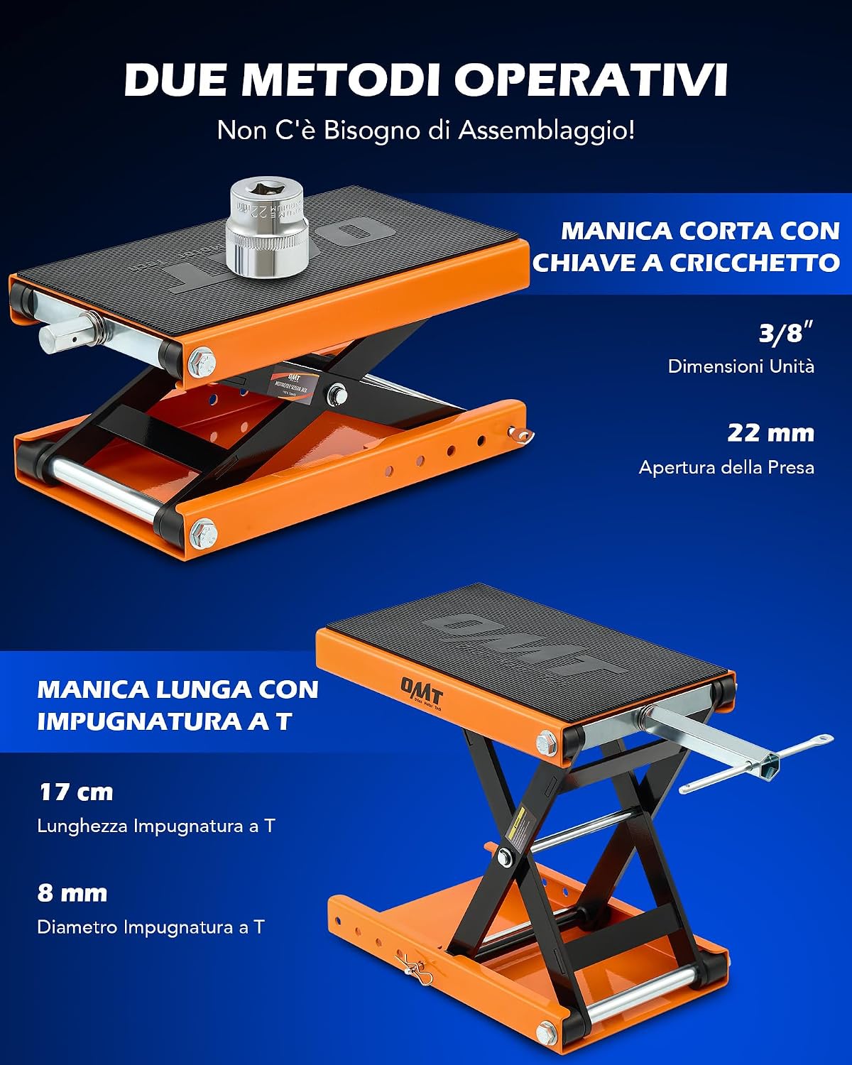 Thumbnail 6 de Ponte Sollevatore a Forbice Orion Motor Tech per Moto 500 kg – Altezza 9,5–35 cm, Piattaforma 23 × 37 cm, Arancione