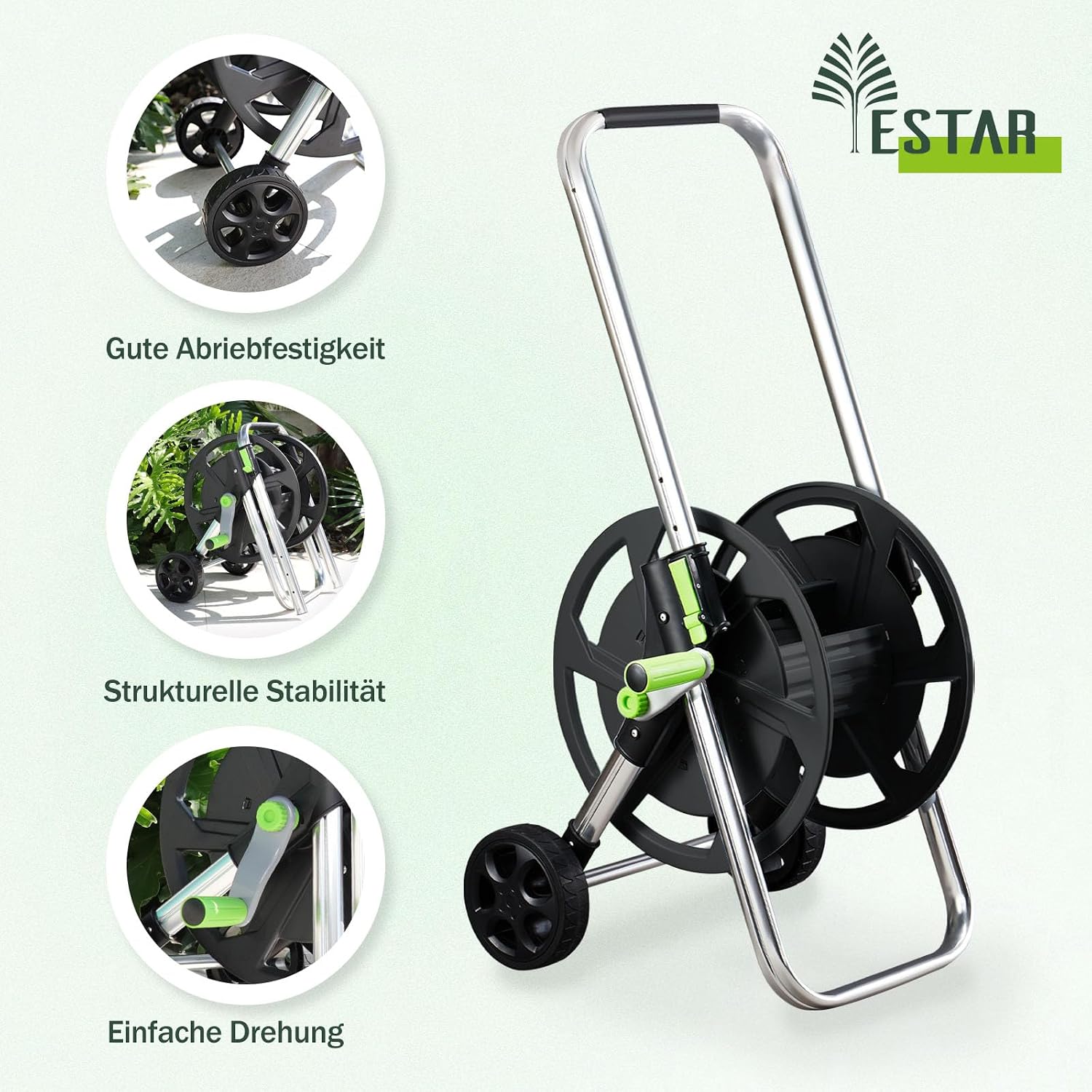 Detalle 2 de YESTAR Schlauchwagen aus Metall für fahrbare Schlauchtrommel bis 60 m (1/2 Zoll)