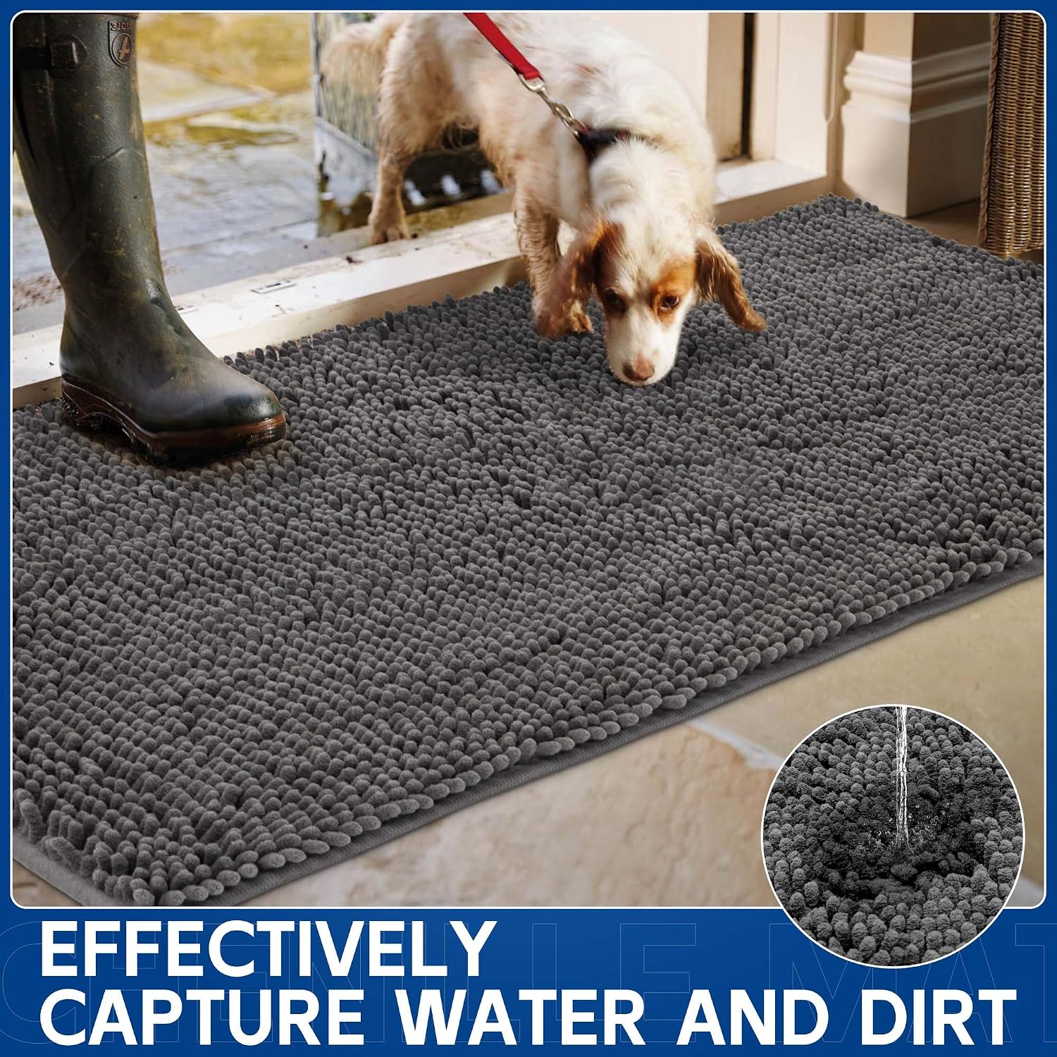 Thumbnail 1 de Naturei Doormat-3060in Chenille Dog Door Mat, 60 x 30 Inches, Dark Gray