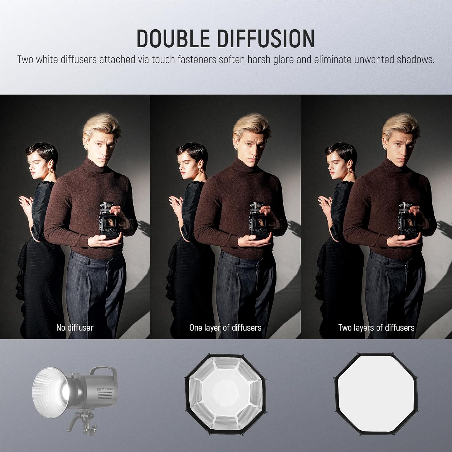 Thumbnail 4 de NEEWER softbox ottagonale da 45 cm con attacco Bowens e piegatura rapida (diffusori + griglia a nido d’ape)