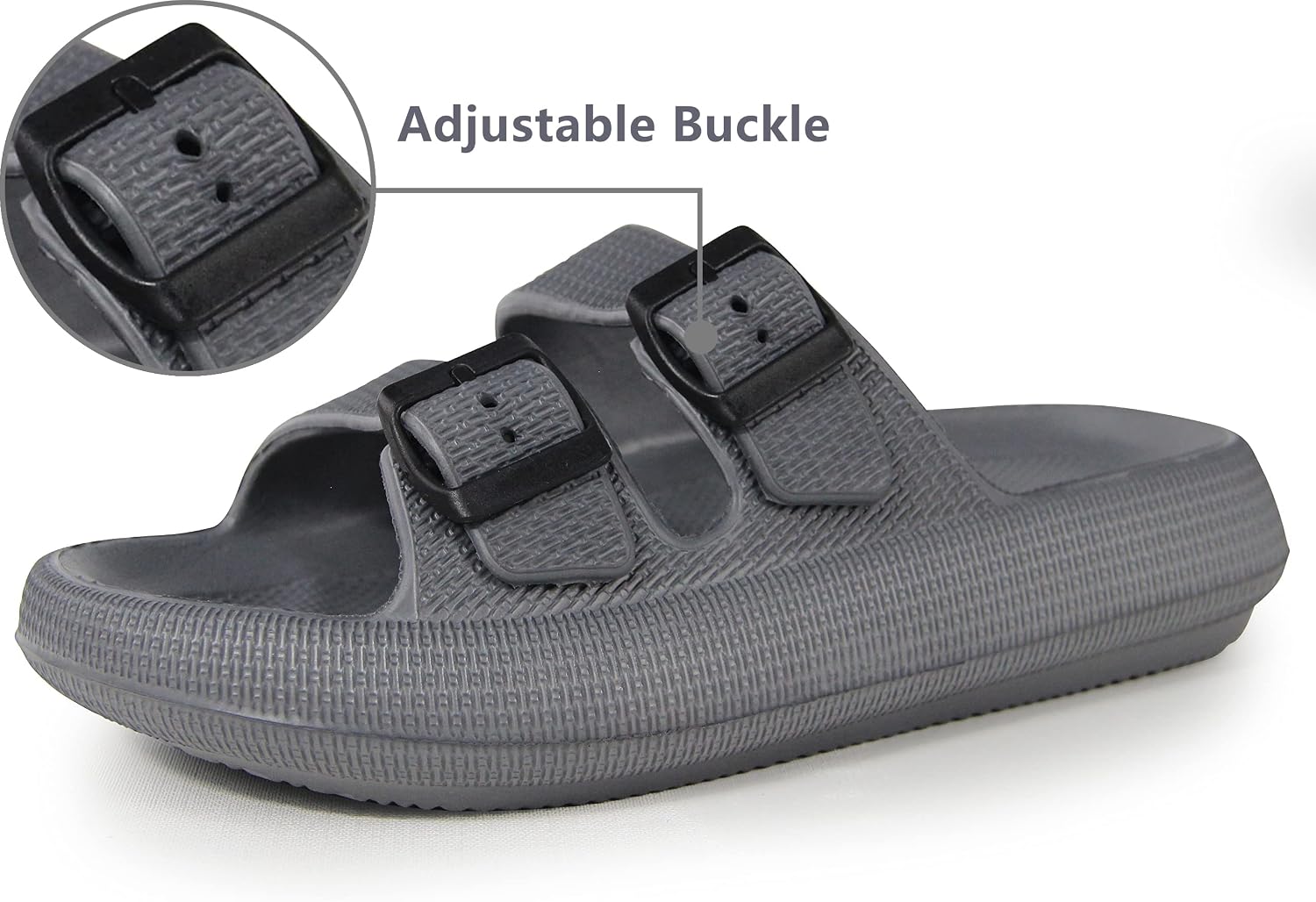 Detalle de BenSorts Pillow Slide Sandals with Adjustable Buckles and 1.57-inch Sole