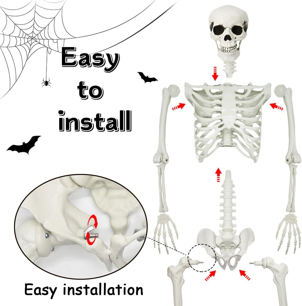 Detalle 2 de WODMAZ WSJGJ+SJG 5.4-Ft Posable Halloween Skeleton Set with Dog and Cat