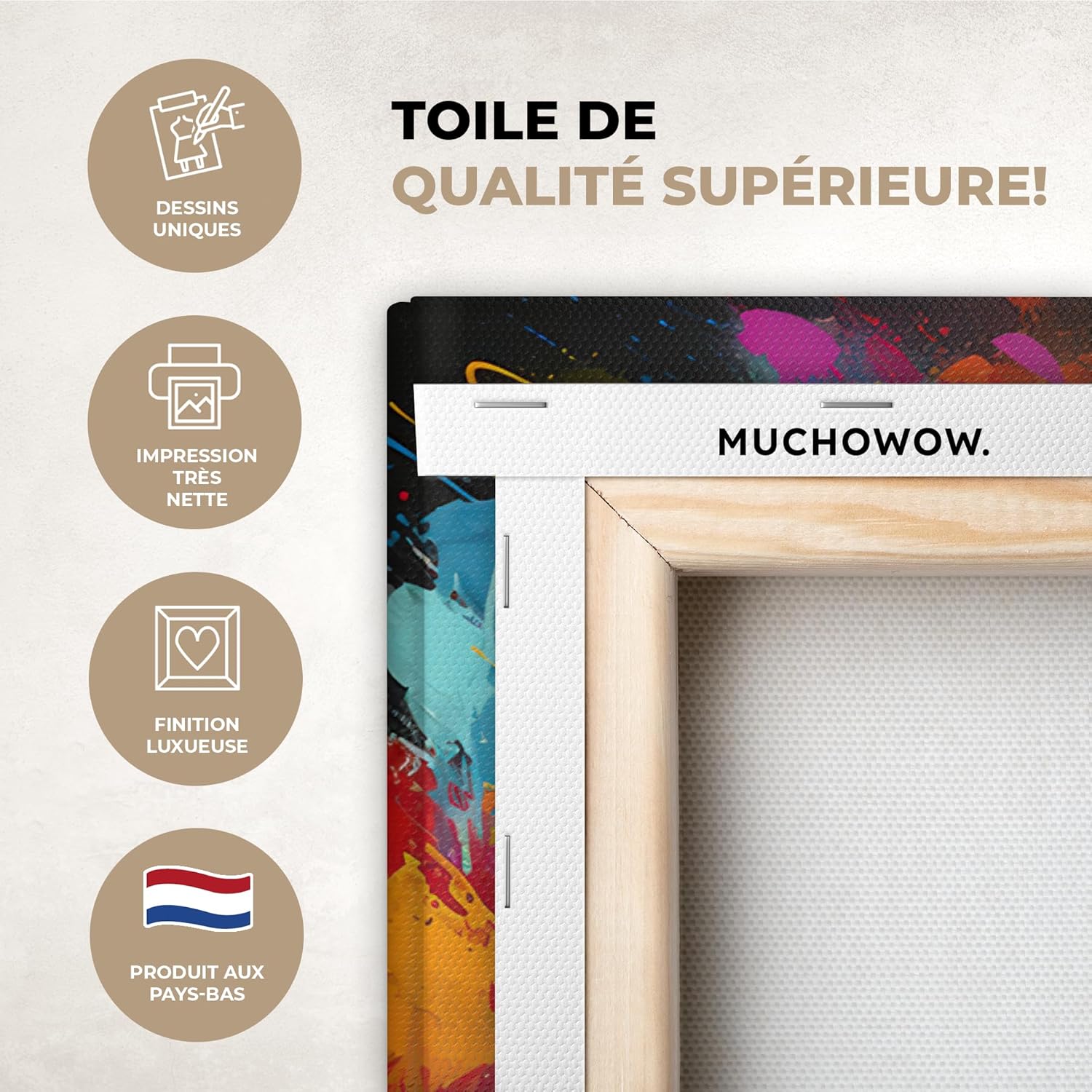 Detalle de MuchoWow Impression sur toile photo peinture 90x60 cm singe/gorille (décoration murale pour chambre, salon, cuisine)