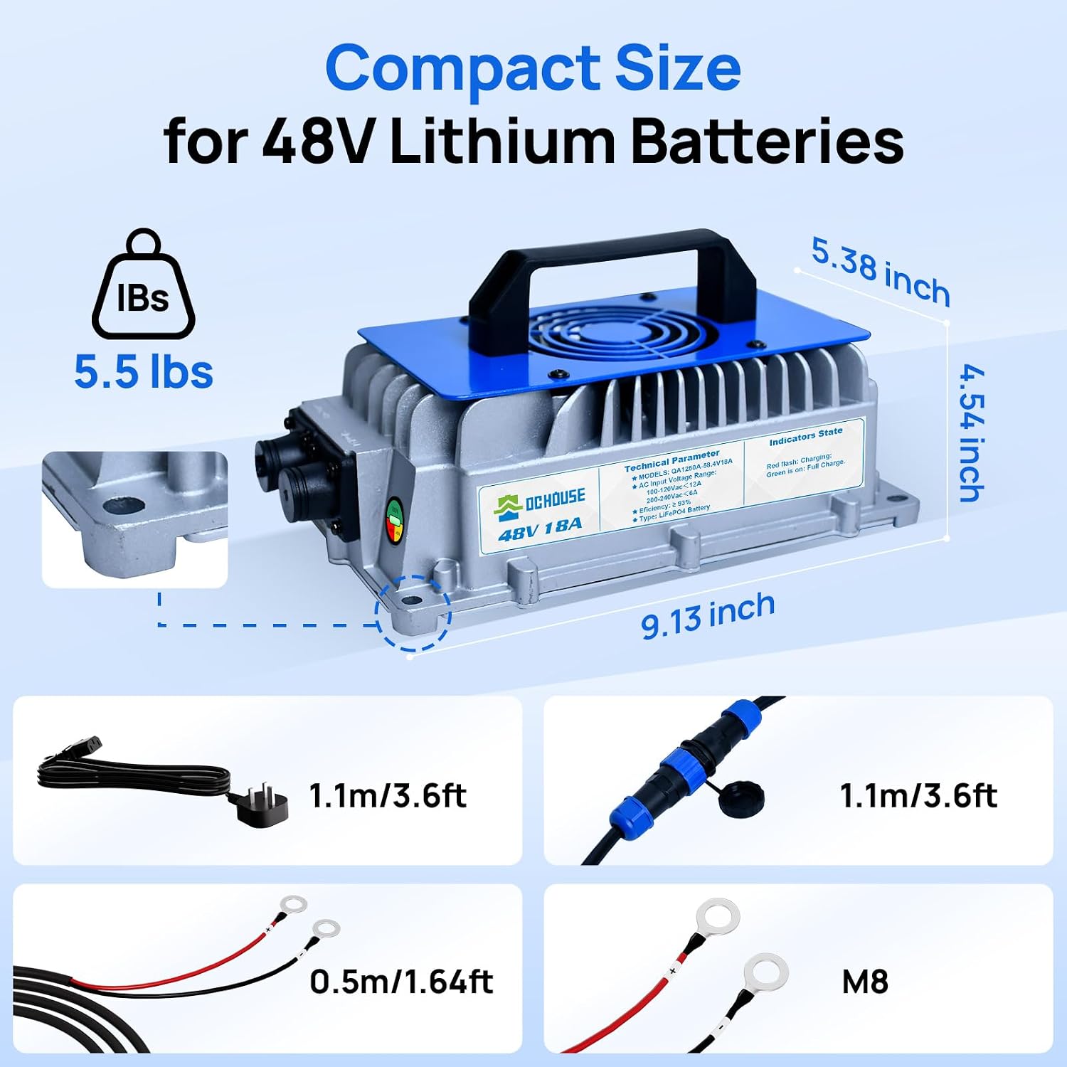 Thumbnail 4 de DCHOUSE 48V 18A LiFePO4 Battery Charger