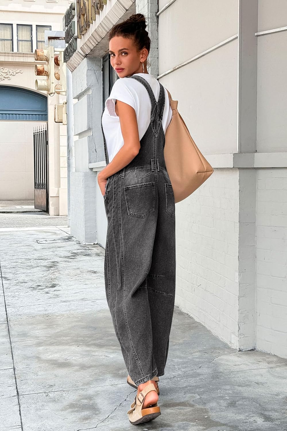 Detalle de PLNOTME Denim Bib Overalls Barrel Leg