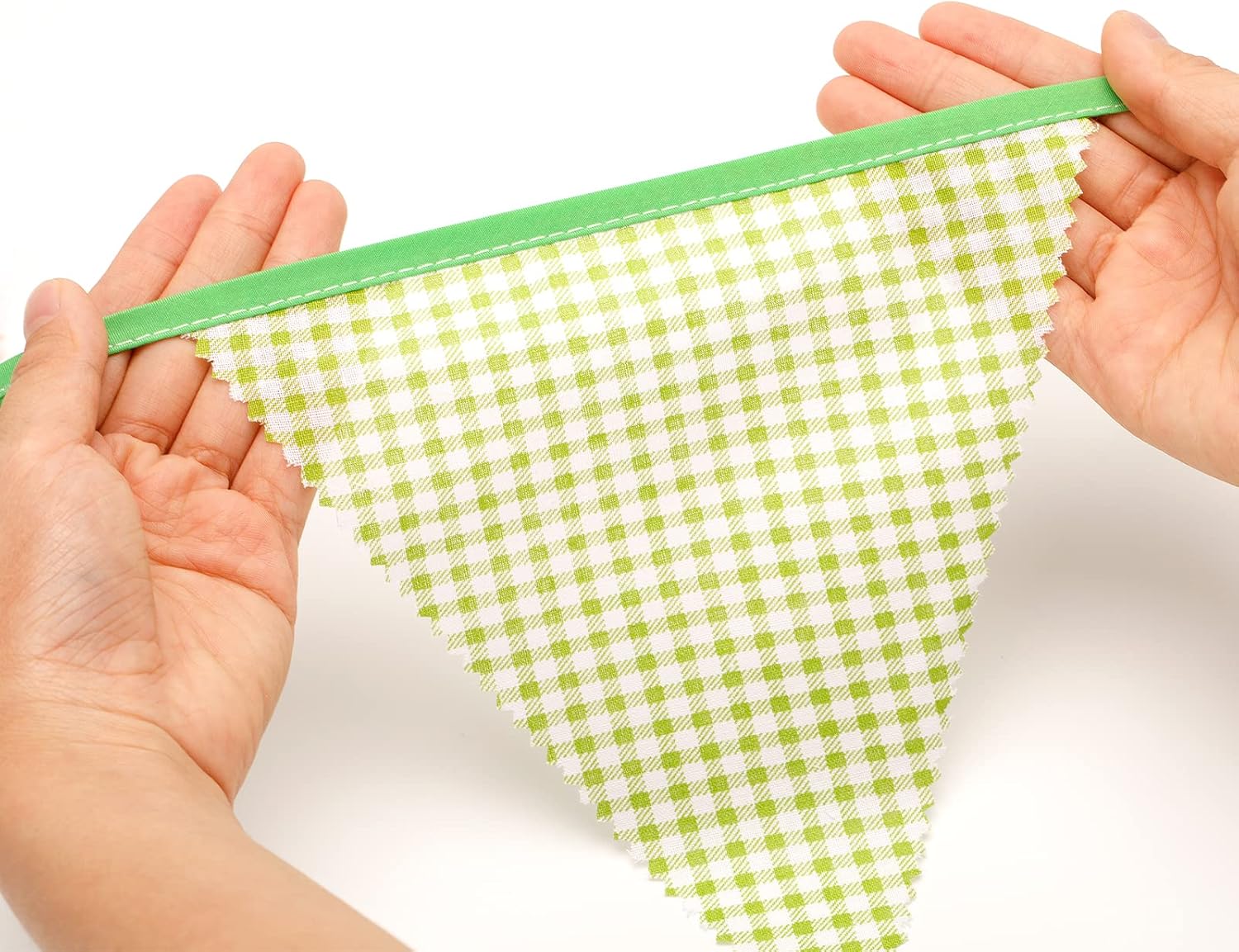 Thumbnail 4 de G2PLUS 12M Green Floral Bunting Garland (42pc cotton triangle banners)